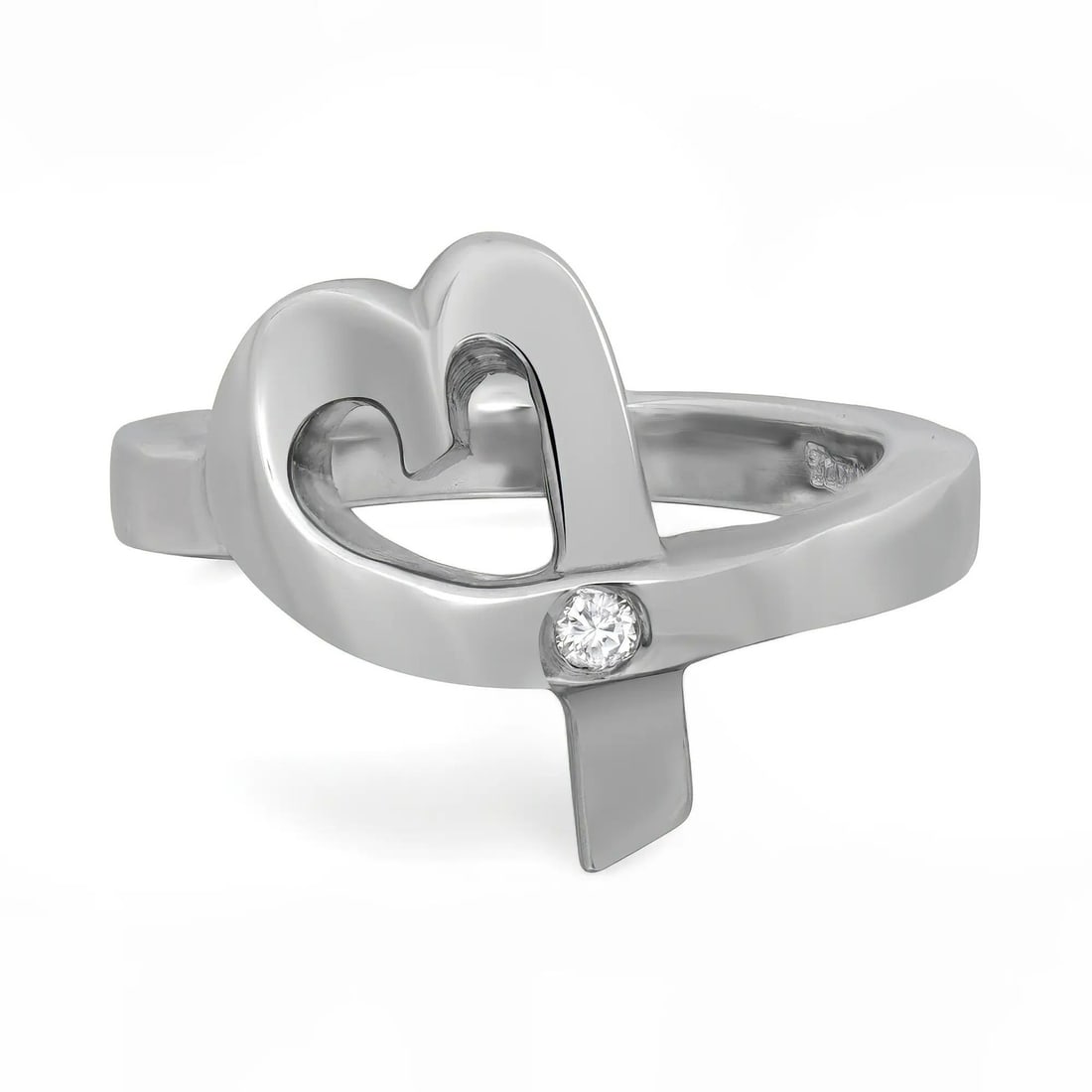 Tiffany & Co. Paloma Picasso Loving Heart 0.03ct Diamond Ring 925 Silver: Tiffany & Co. Paloma Picasso Loving Heart 0.03ct Diamond Ring 925 Silver This elegant Tiffany & Co. Paloma Picasso Loving Heart Diamond Ring is crafted from 925 sterling silver, showcasing an iconic h