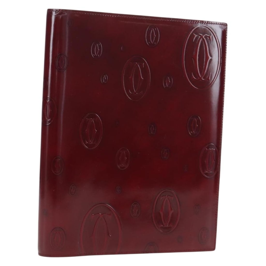 Cartier Happy Birthday Patent Leather Note Cover Bordeaux Gold: Cartier Happy Birthday Patent Leather Note Cover Bordeaux Gold Cartier Happy Birthday note cover in bordeaux patent leather with gold-tone accents. Made in Italy, this women's accessory includes the i