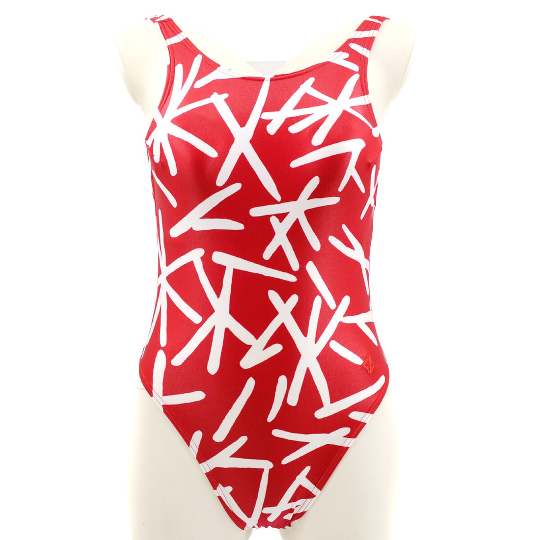 Christian Dior sleeveless swimdress red white logo pattern size M: Christian Dior sleeveless swimdress red white logo pattern size M Christian Dior sleeveless swimwear swimsuit in red with white logo detailing. This women's swimdress is made from a nylon and polyuret