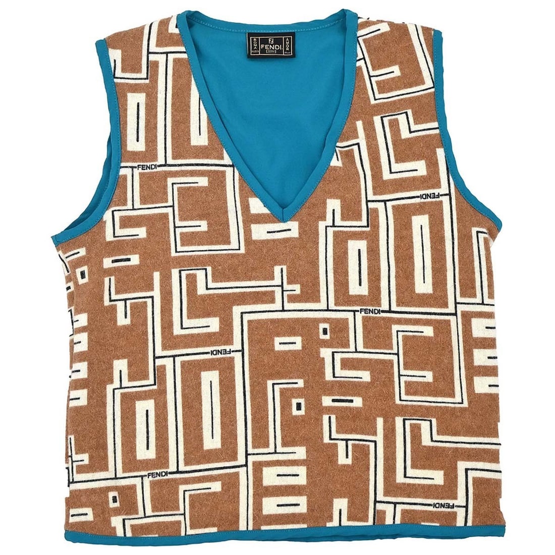 Fendi Brown Knit Sweater Vest Womens IT 42 Wool Angora Blend (1 of 18)