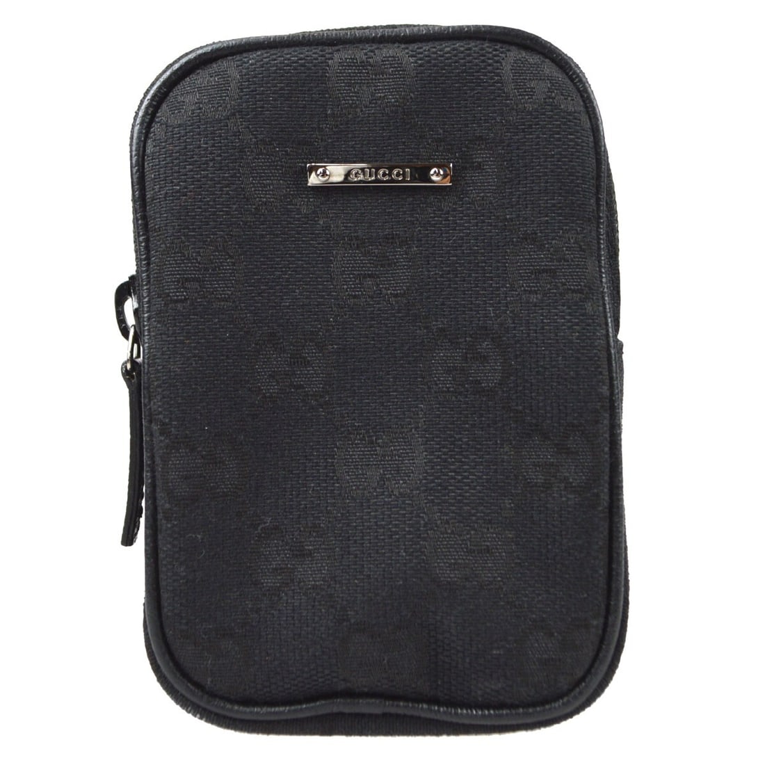 Gucci GG Mini Canvas Pouch Black Zip Bag 115249 1147: Gucci GG Mini Canvas Pouch Black Zip Bag 115249 1147 Compact Gucci GG pochette pouch in black canvas with leather trim and a zip-top closure. This mini pouch features the Gucci GG pattern and comes wi