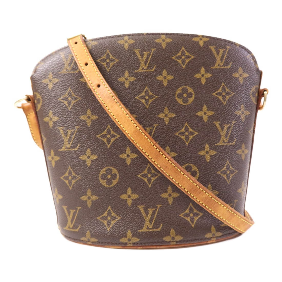Louis Vuitton M51290 Drouot Monogram Shoulder Bag Brown: Louis Vuitton M51290 Drouot Monogram Shoulder Bag Brown Louis Vuitton Drouot Shoulder Bag M51290 in brown Monogram x PVC coated canvas. This women's regular-size shoulder bag was made in France and fe