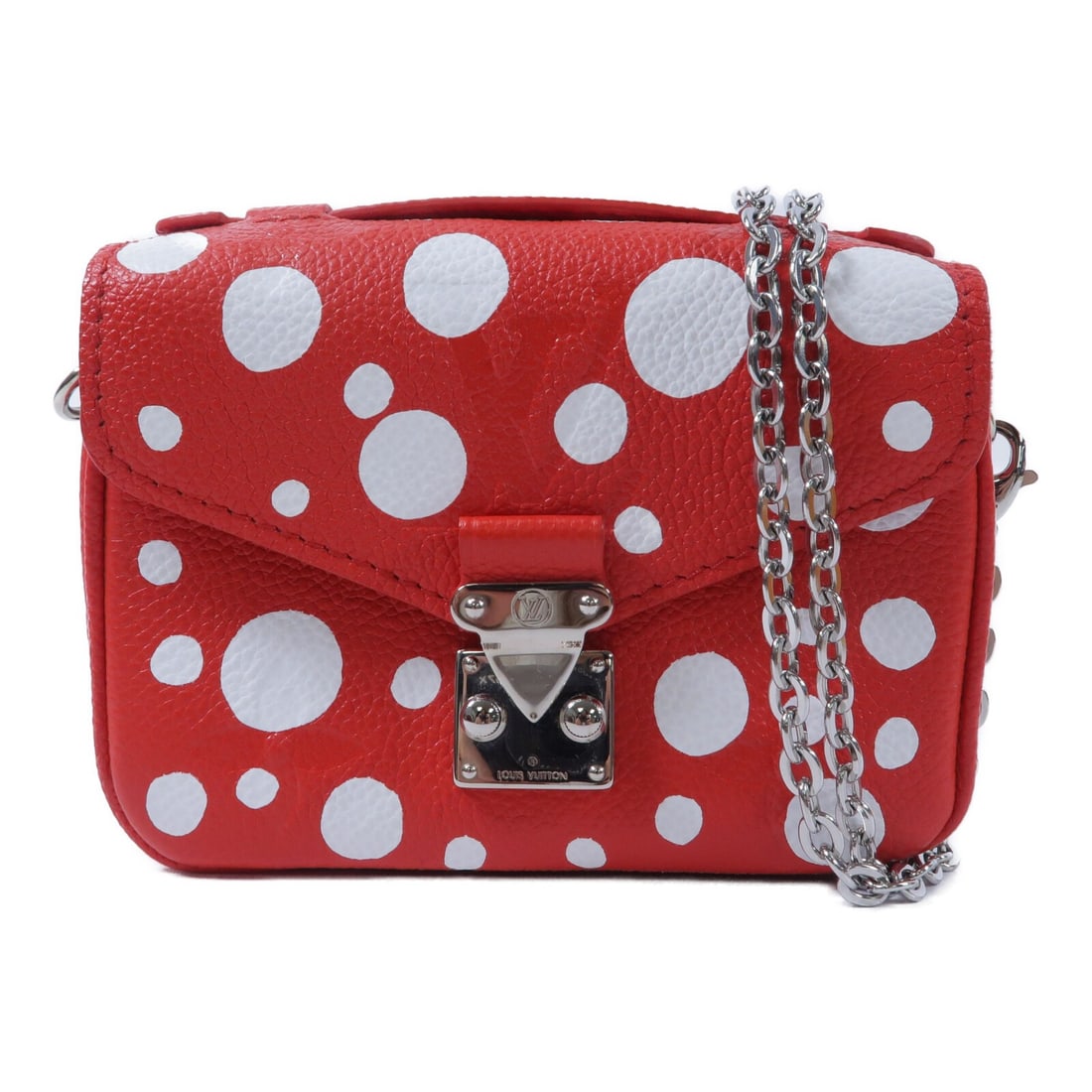 Louis Vuitton M81983 LV x YK Micro Metis Shoulder Bag Red Calfskin: Louis Vuitton M81983 LV x YK Micro Metis Shoulder Bag Red Calfskin Louis Vuitton LV x YK Micro Metis chain shoulder bag in Monogram Empreinte calfskin. This women's shoulder bag features a compact str