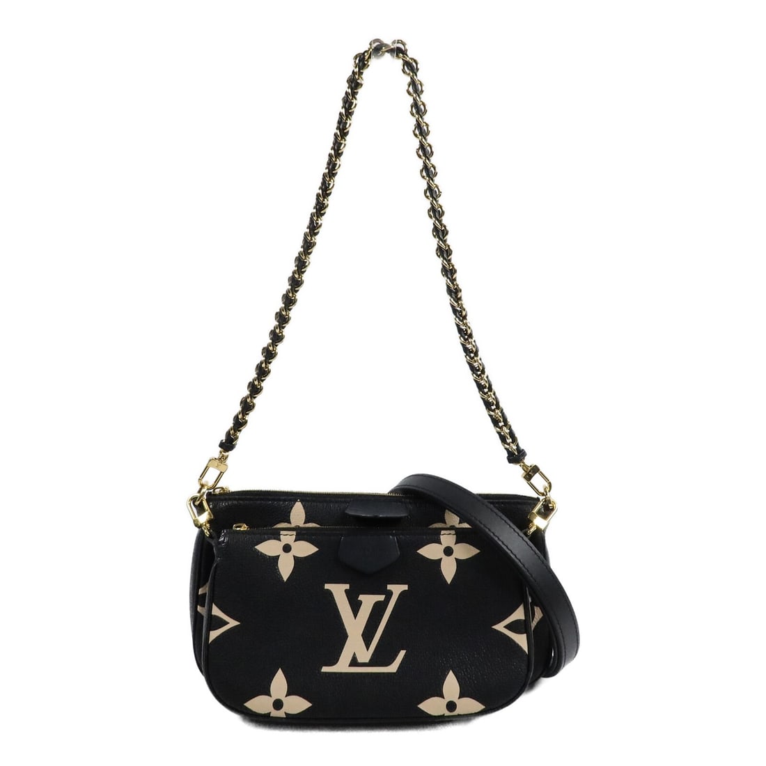 Louis Vuitton M45777 Multi Pochette Accessoires 2way Bag Monogram Empreinte: Louis Vuitton M45777 Multi Pochette Accessoires 2way Bag Monogram Empreinte Louis Vuitton Multi Pochette Accessoires shoulder bag, model M45777, crafted in Monogram Empreinte calfskin with a black ext
