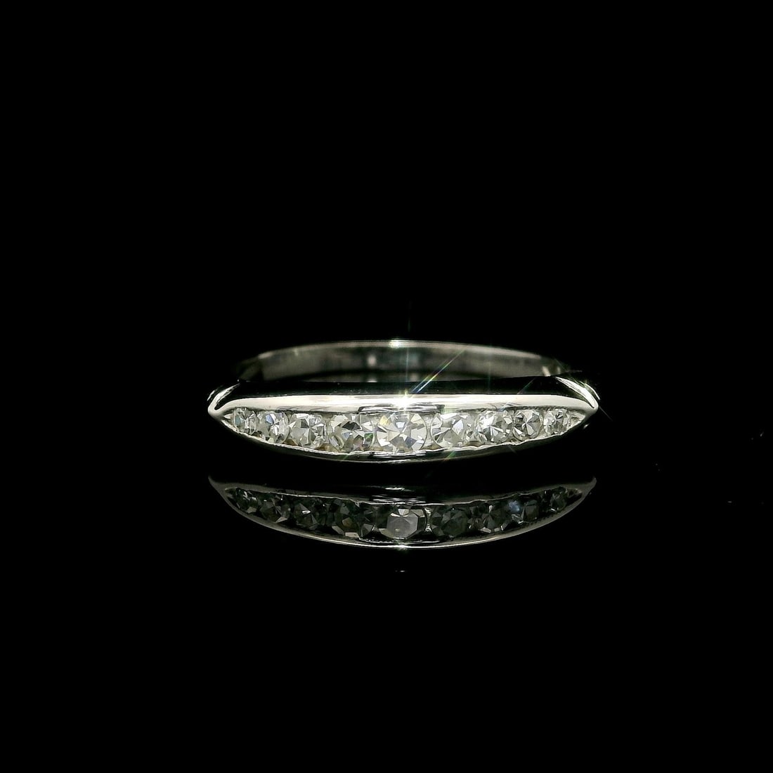 Antique White Gold 0.25ctw Diamond Channel Set Stack Band Ring (1 of 10)