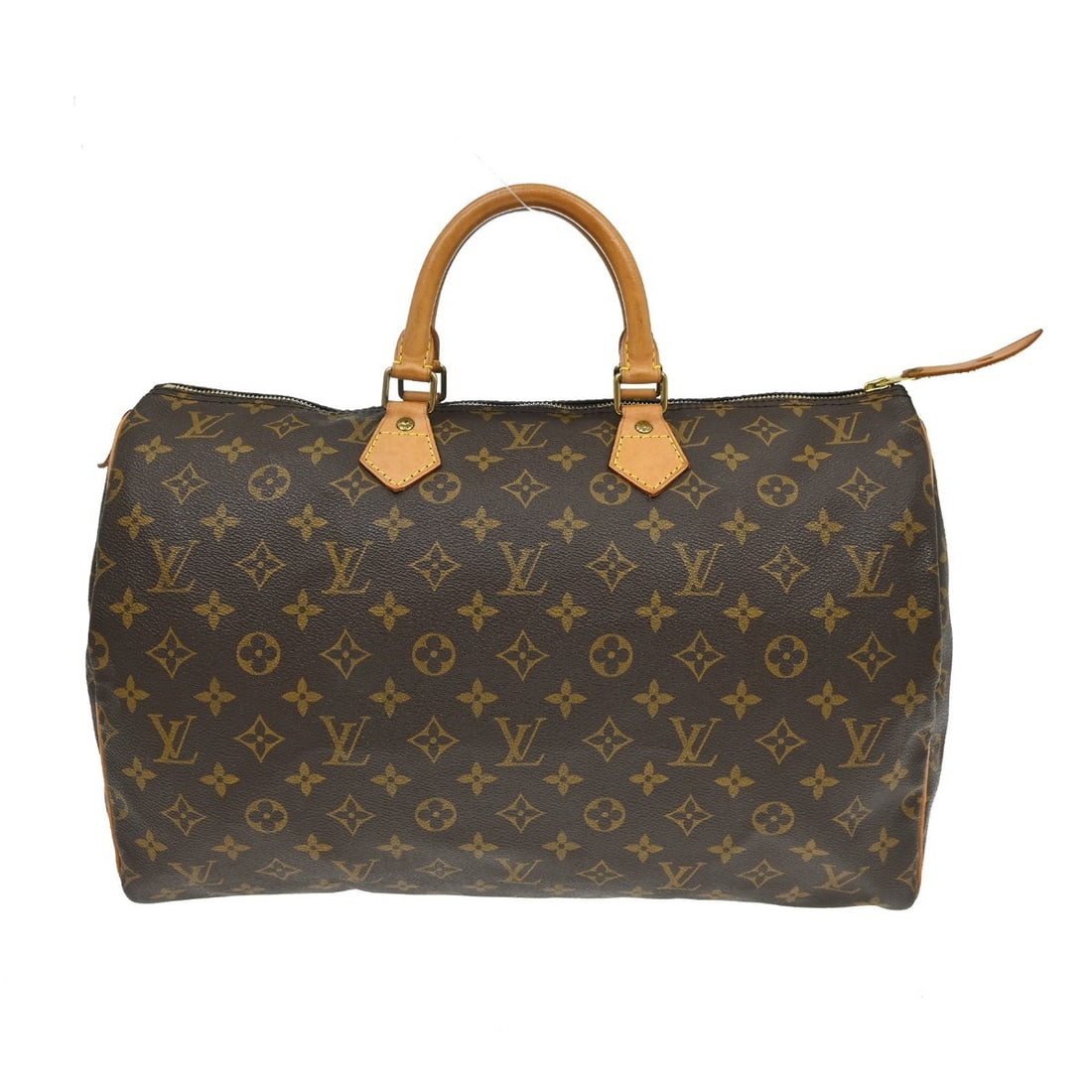 Louis Vuitton Speedy 40 Monogram Canvas Brown Duffle Bag M41522: Louis Vuitton Speedy 40 Monogram Canvas Brown Duffle Bag M41522 Vintage Louis Vuitton Speedy 40 duffle handbag in brown Monogram canvas and leather. This women's handbag features double handles, a zip