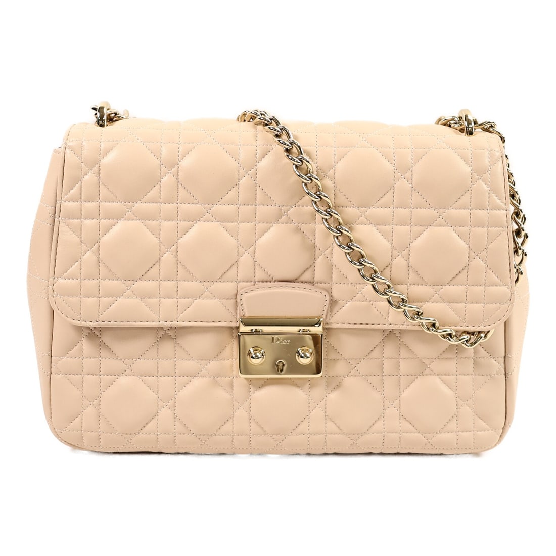 Christian Dior Miss Dior Medium Flap Shoulder Bag Pink Lambskin GHW: Christian Dior Miss Dior Medium Flap Shoulder Bag Pink Lambskin GHW A Christian Dior Miss Dior medium flap bag chain shoulder bag in pink lambskin (sheep leather). It is a women's regular-size shoulde