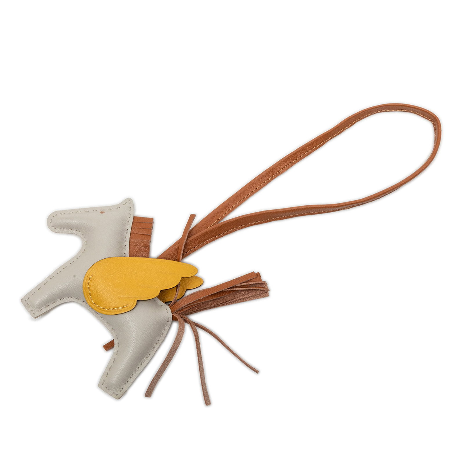 Hermes Grigri Rodeo Pegase PM bag charm in Milo lambskin and Swift leather: Hermes Grigri Rodeo Pegase PM bag charm in Milo lambskin and Swift leather Hermes Grigri Rodeo Pegase PM bag charm crafted in Milo lambskin and Swift leather. This accessory is made in France and incl