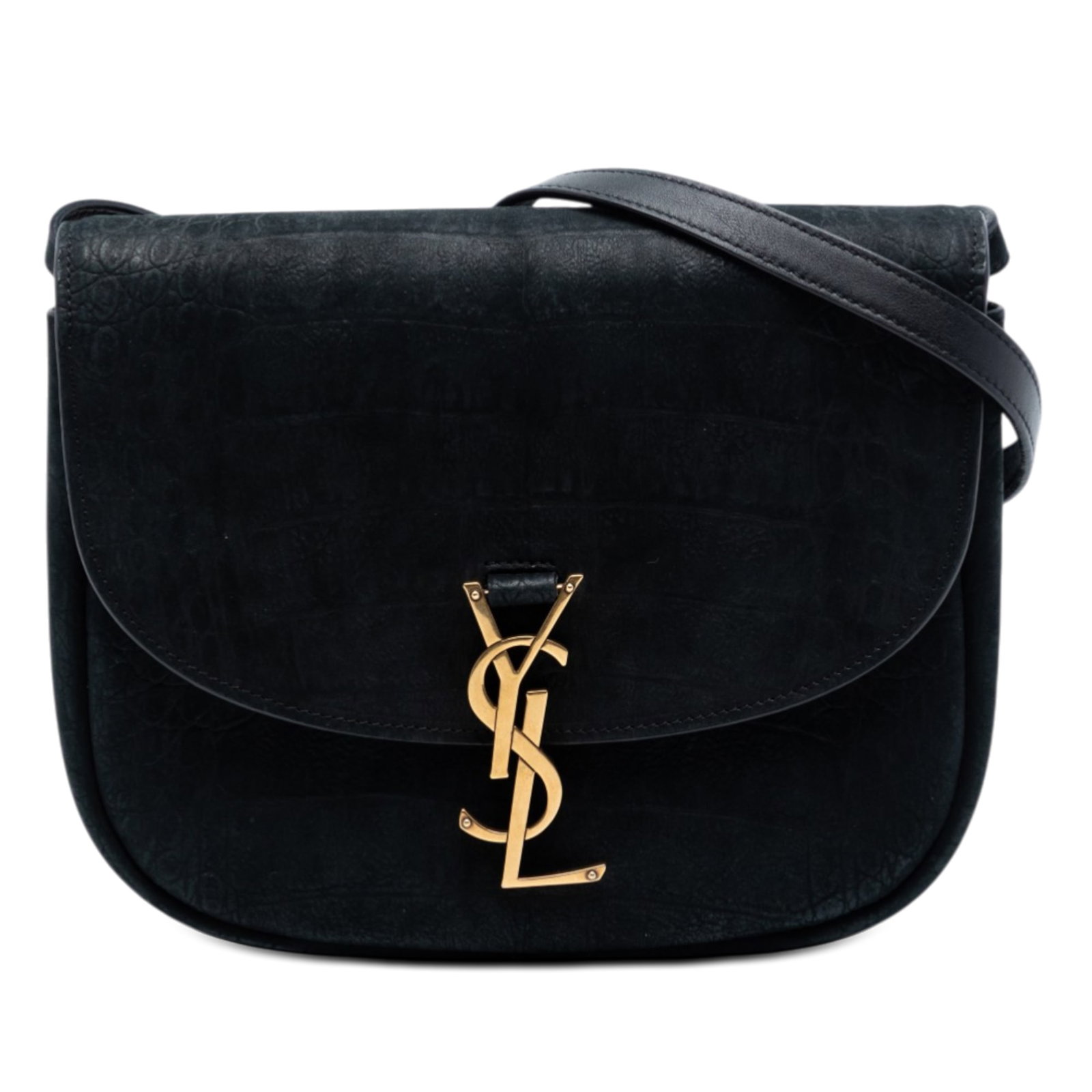 Saint Laurent Kaia black croc embossed nubuck crossbody (1 of 7)