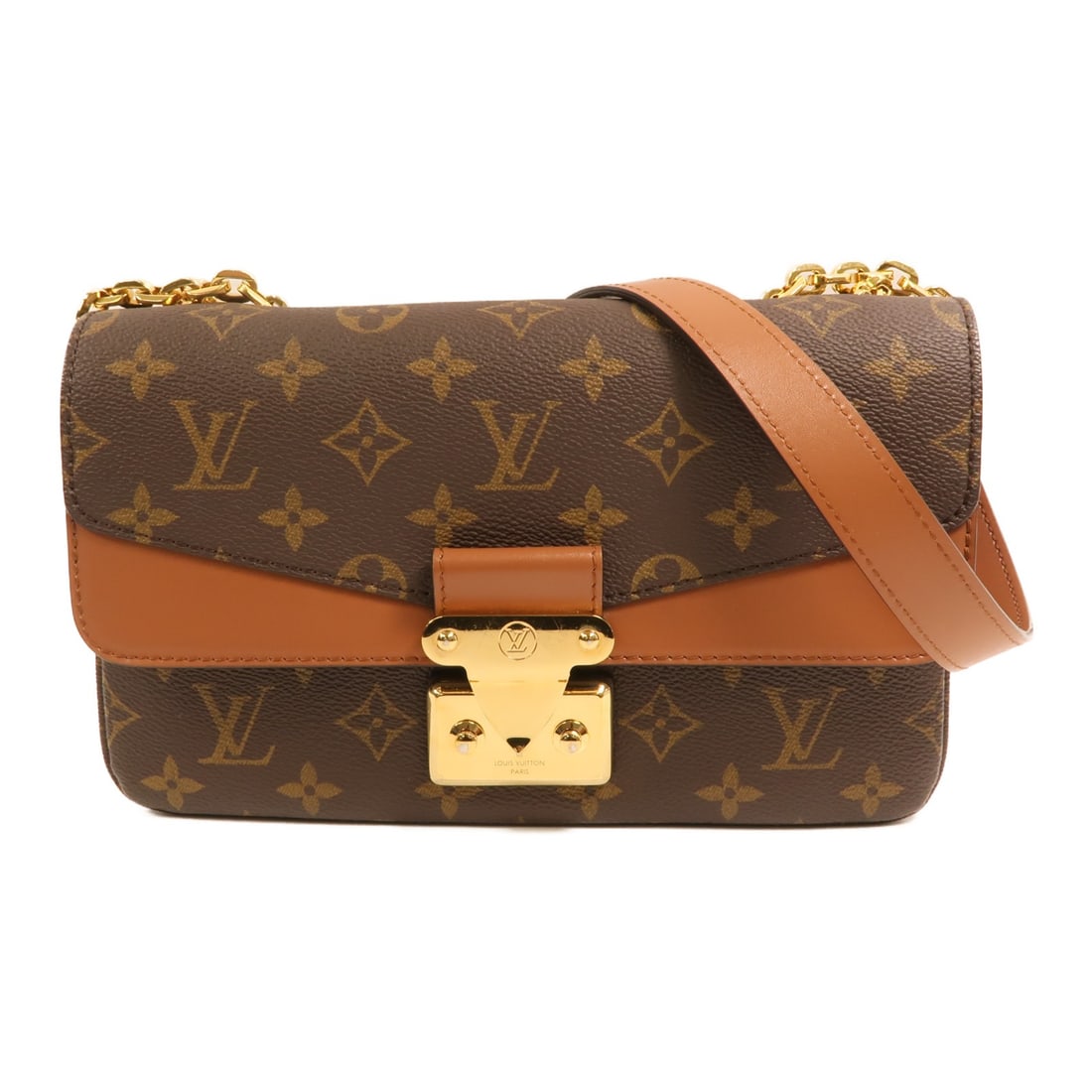 Louis Vuitton Marceau M46127 Monogram Shoulder Bag Brown Caramel: Louis Vuitton Marceau M46127 Monogram Shoulder Bag Brown Caramel Louis Vuitton Marceau chain shoulder bag in brown Monogram PVC coated canvas with caramel accents. This women's shoulder bag features a