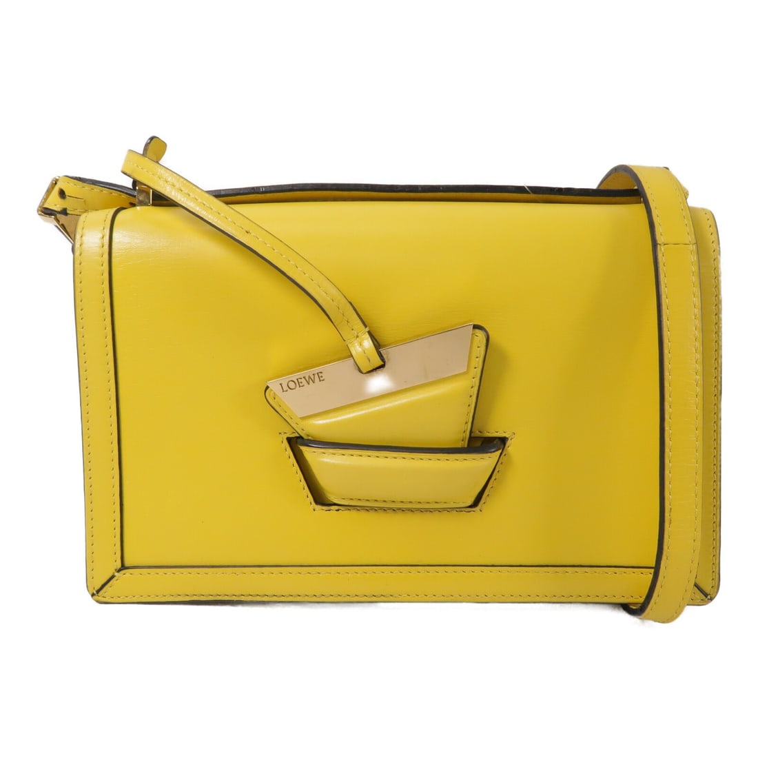LOEWE Barcelona Shoulder Bag Yellow Calfskin Leather (1 of 17)