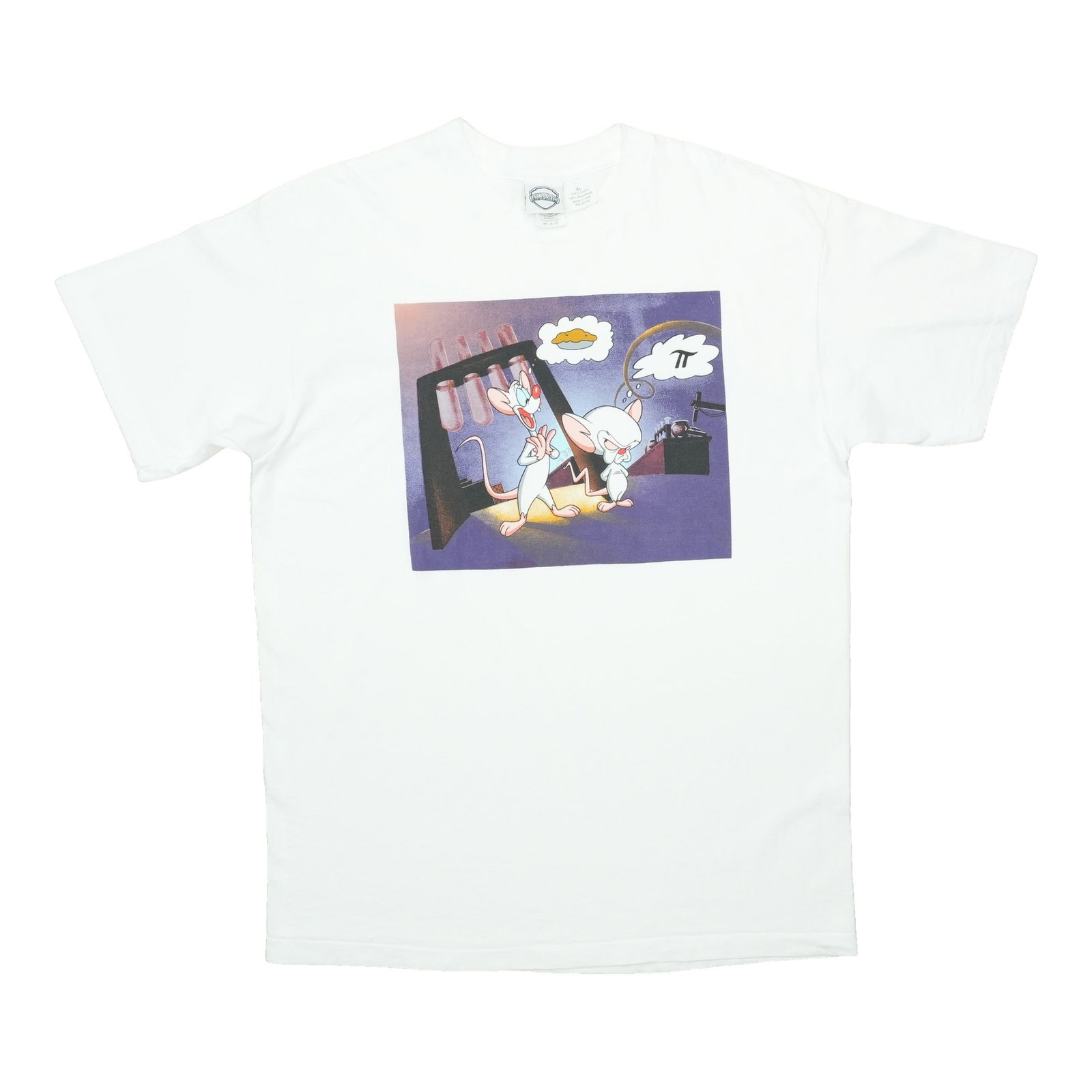 Vintage 1990s Pinky And The Brain White Cotton T Shirt XL: Vintage 1990s Pinky And The Brain White Cotton T Shirt XL Authentic original vintage 1990s Pinky And The Brain shirt. This rare tee is not a modern reproduction and is in excellent condition with no h