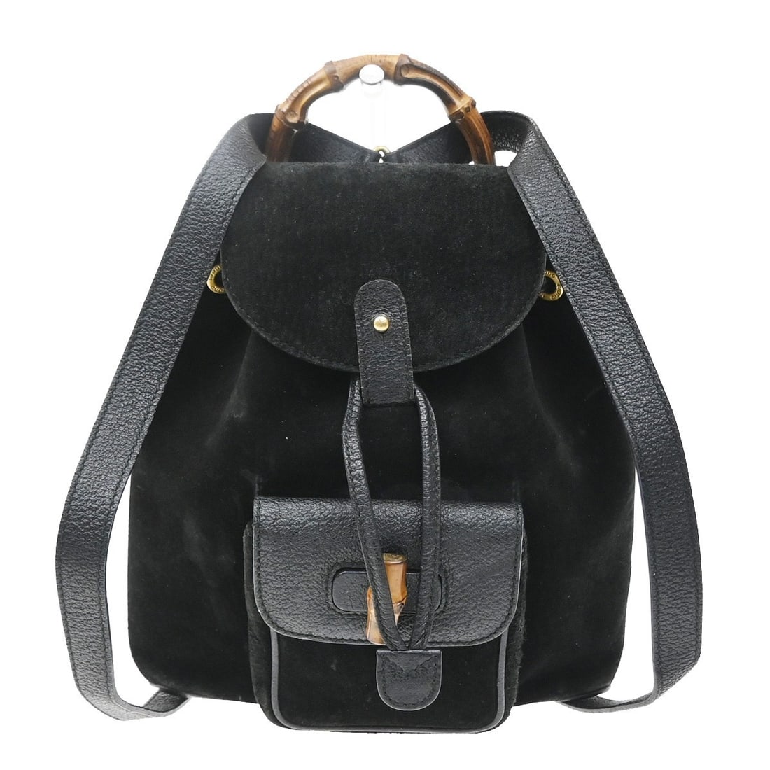 Gucci Vintage Bamboo black suede handbag: Gucci Vintage Bamboo black suede handbag Vintage Gucci Bamboo handbag in black suede with a classic silhouette. Made in Italy, this women's bag is presented in good condition with light exterior marks
