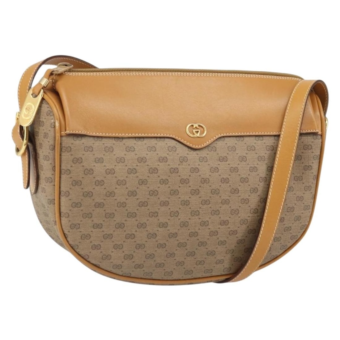 GUCCI 001 084 4001 Micro GG Supreme PVC Shoulder Bag Beige: GUCCI 001 084 4001 Micro GG Supreme PVC Shoulder Bag Beige This Gucci shoulder bag from the Micro GG Supreme Web Sherry Line is made from PVC leather and Micro Small GG canvas in a beige and gold colo