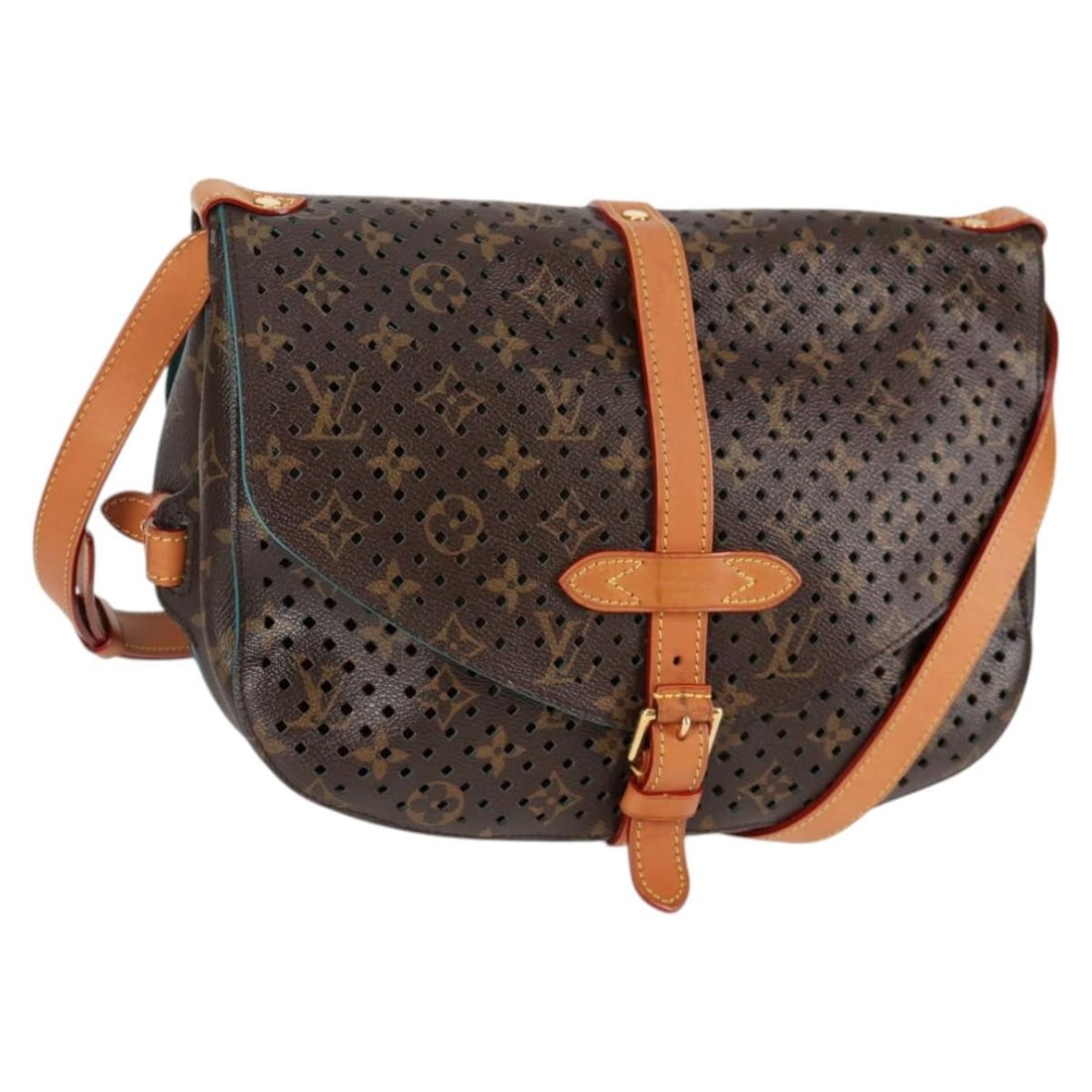 Louis Vuitton M93998 Saumur 30 Monogram Perfo Canvas Shoulder Bag: Louis Vuitton M93998 Saumur 30 Monogram Perfo Canvas Shoulder Bag Louis Vuitton Monogram Perfo Saumur 30 shoulder bag in monogram canvas with an adjustable shoulder strap and included dust bag. Made i