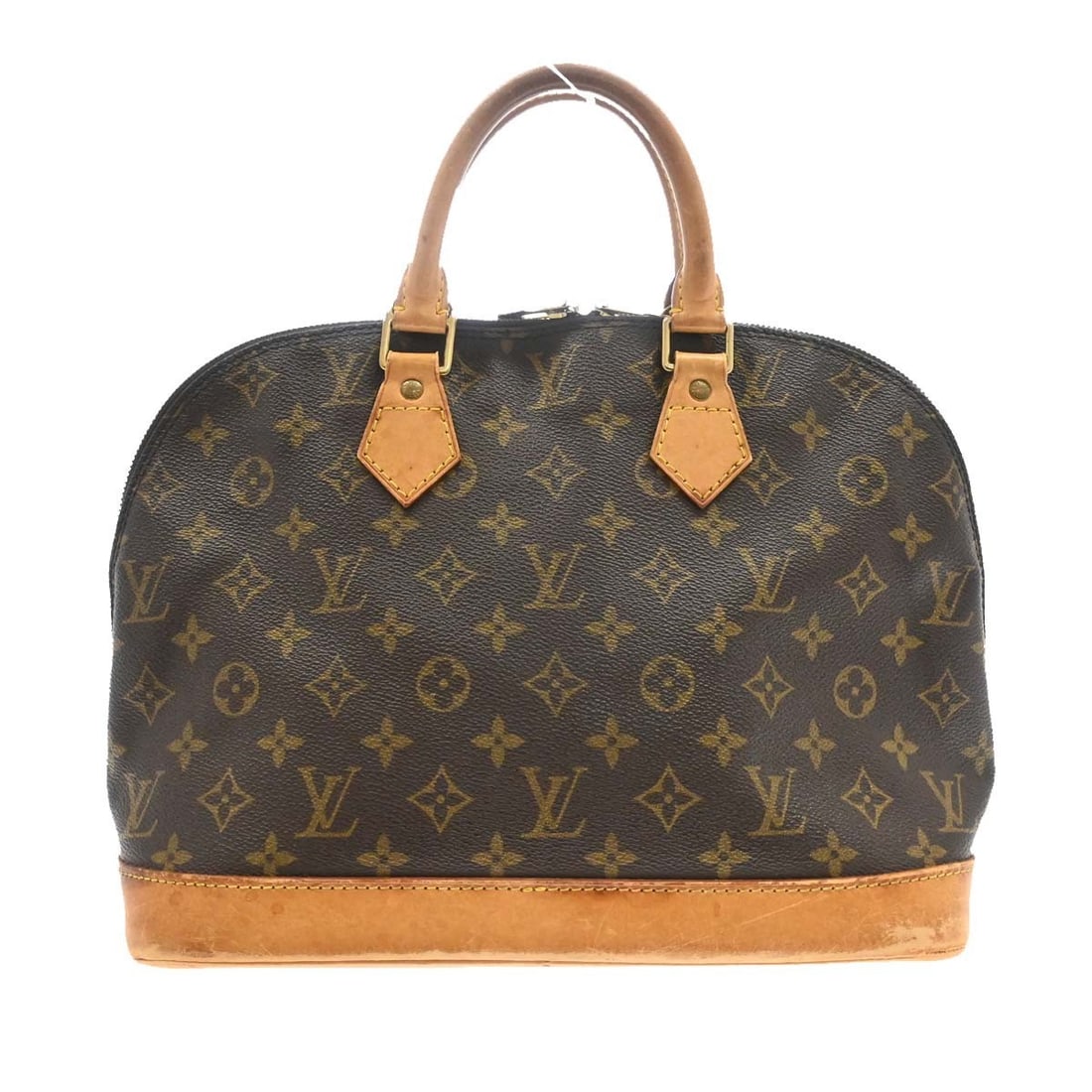Louis Vuitton Alma M51130 Monogram Canvas Satchel BA0917: Louis Vuitton Alma M51130 Monogram Canvas Satchel BA0917 Vintage Louis Vuitton Alma handbag in Monogram canvas with leather trim and double handles. This medium handbag features a zip closure, brown e