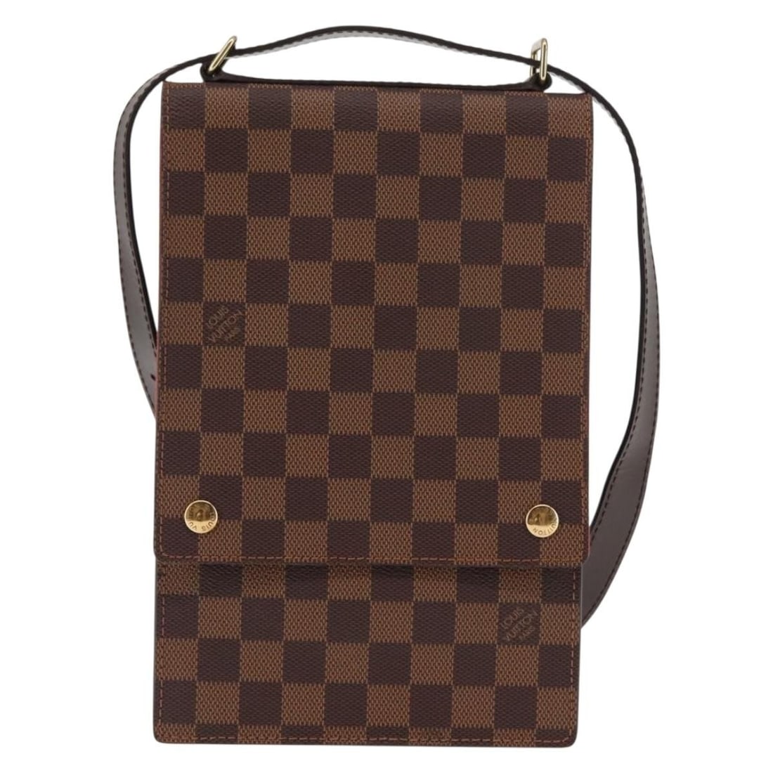 Portobello Messenger Brown Canvas Shoulder Bag by Louis Vuitton: Portobello Messenger Brown Canvas Shoulder Bag by Louis Vuitton The Louis Vuitton Portobello Messenger in Damier canvas is a unisex messenger bag in brown. Crafted in France, it features a practical d