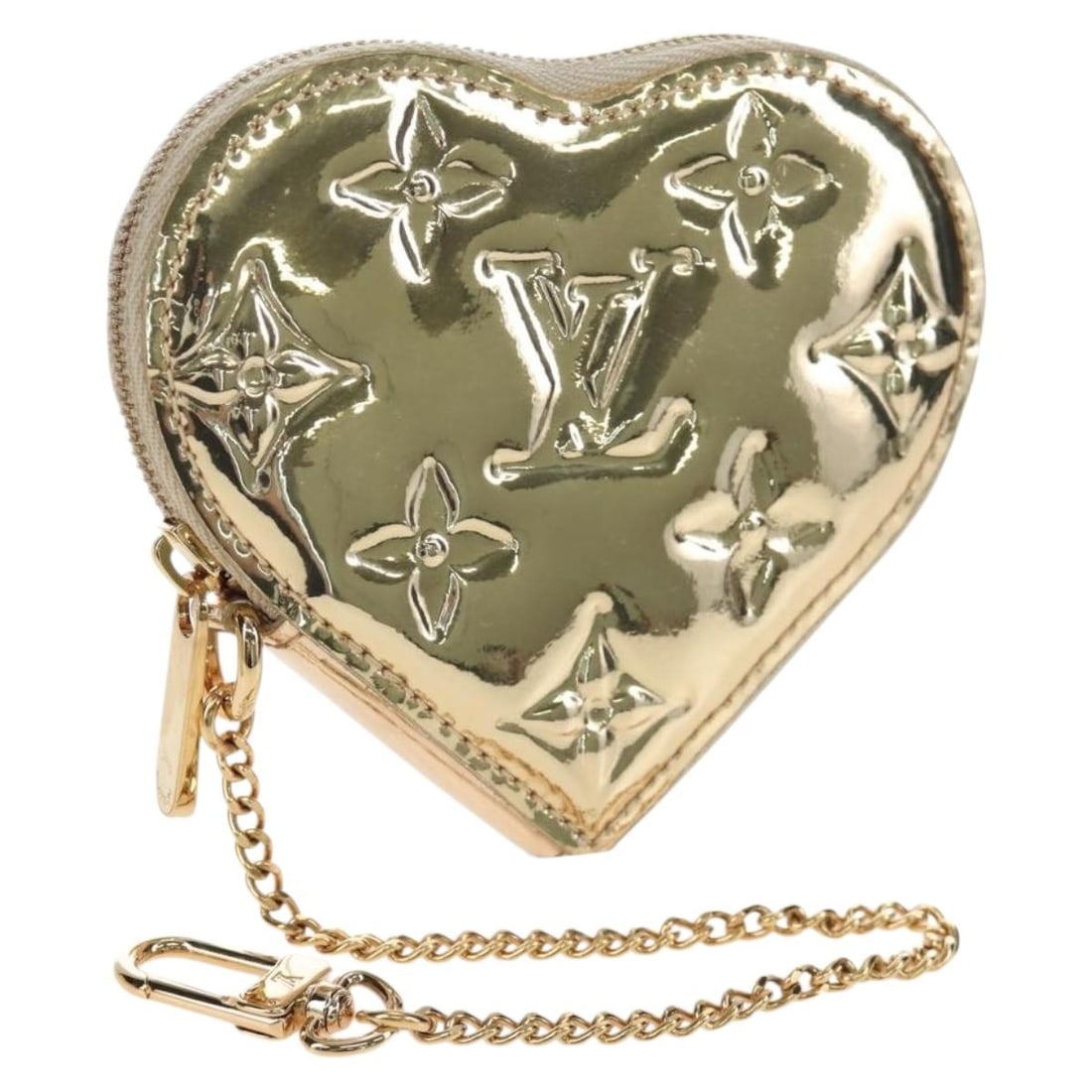 Louis Vuitton M93567 Monogram Miroir Heart Coin Purse Gold: Louis Vuitton M93567 Monogram Miroir Heart Coin Purse Gold Louis Vuitton Monogram Miroir Porte Monnaie Coeur coin purse in Gold/Dore Monogram Miroir canvas. This heart-shaped women's coin purse is mad