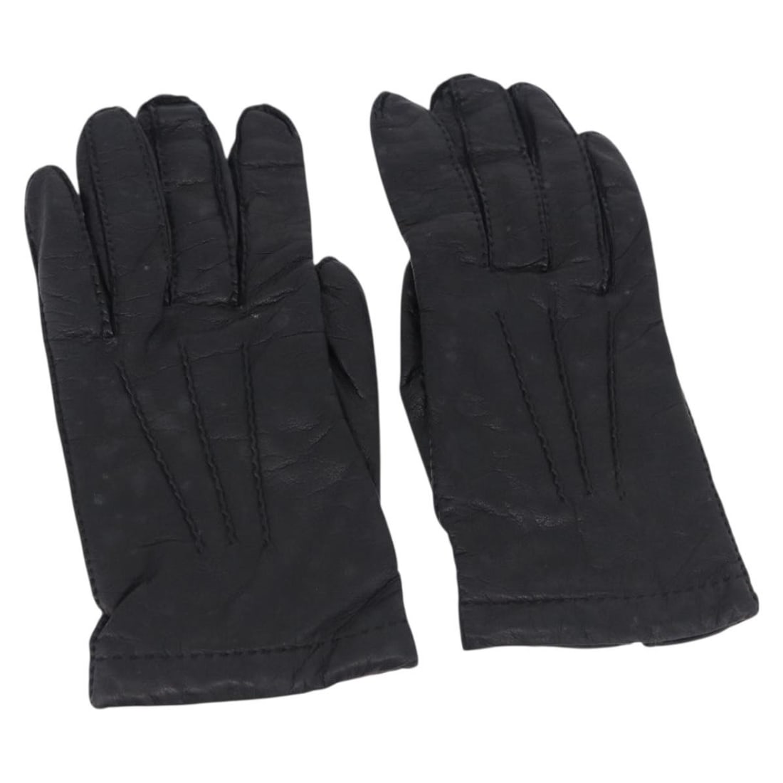 Hermes Black Leather Womens Gloves Made in France: Hermes Black Leather Womens Gloves Made in France Authentic Hermes women's black lamb skin gloves made in France. This pair shows reasonable wear and tear consistent with a B rank condition, including