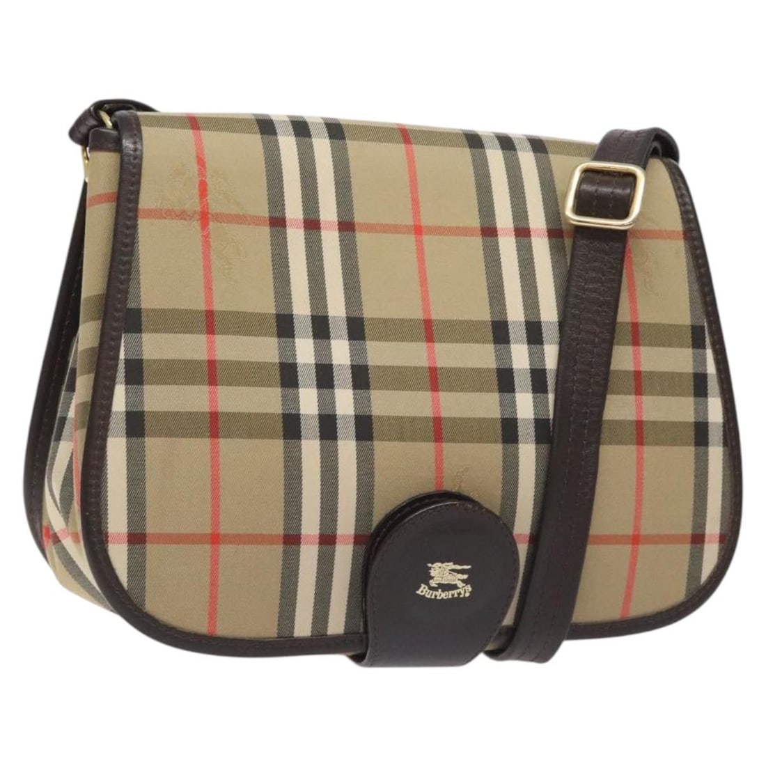 Burberrys beige canvas shoulder bag with Nova Check: Burberrys beige canvas shoulder bag with Nova Check Burberrys shoulder bag in beige and gold canvas with the brand's Nova Check design. Made in England, this women's bag features an adjustable shoulde