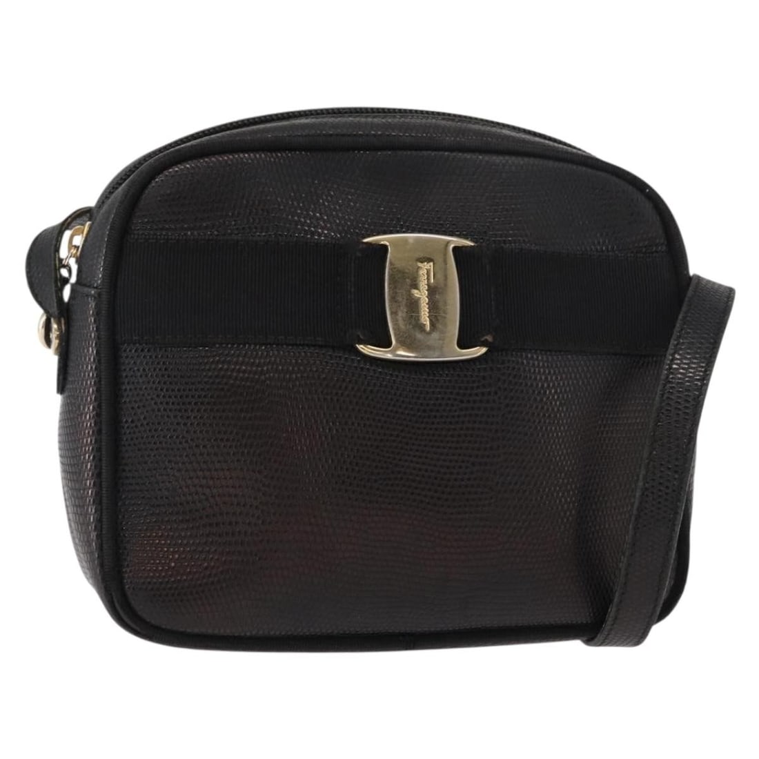 Black Leather Shoulder Bag Salvatore Ferragamo Vala (1 of 18)