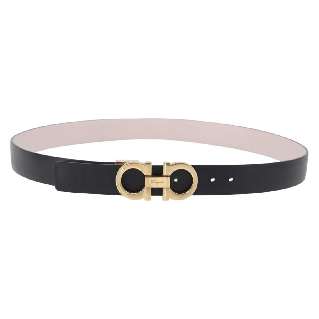 Salvatore Ferragamo Leather Womens Belt Black Gold Tone Italy: Salvatore Ferragamo Leather Womens Belt Black Gold Tone Italy Salvatore Ferragamo Gancini belt in black leather with gold tone accents. Made in Italy, this women's belt includes the dust bag and item 