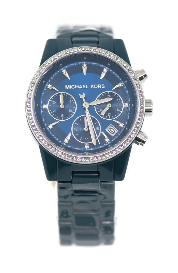 Michael Kors Bradshaw MK6722 Blue Stainless Steel Watch with Box and Papers (1 of 3)