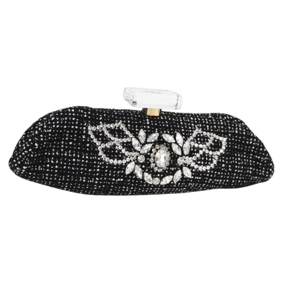 CHANEL CC Tweed Wool Clutch Black Gold with Dust Bag Card: CHANEL CC Tweed Wool Clutch Black Gold with Dust Bag Card CHANEL clutch bag in black and gold wool, made in France. It comes with a dust bag and guarantee card. The bag measures approximately 11.0 x 3