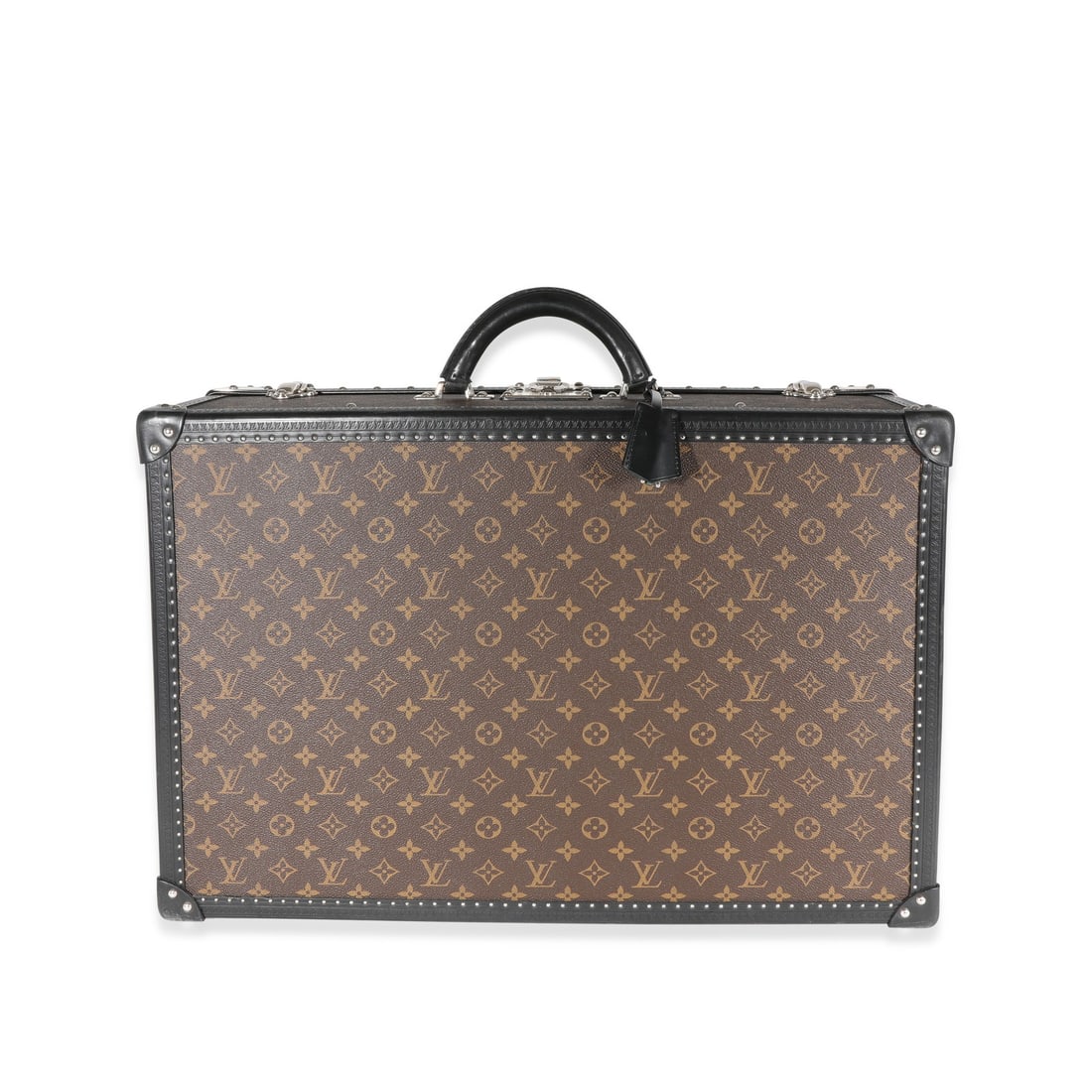 Louis Vuitton Trunk 60cm Alzer Monogram Macassar Luggage: Louis Vuitton Trunk 60cm Alzer Monogram Macassar Luggage Pre-owned Louis Vuitton Alzer Trunk 60 in Monogram Macassar with black leather trim. This unisex luggage piece features a structured trunk silh