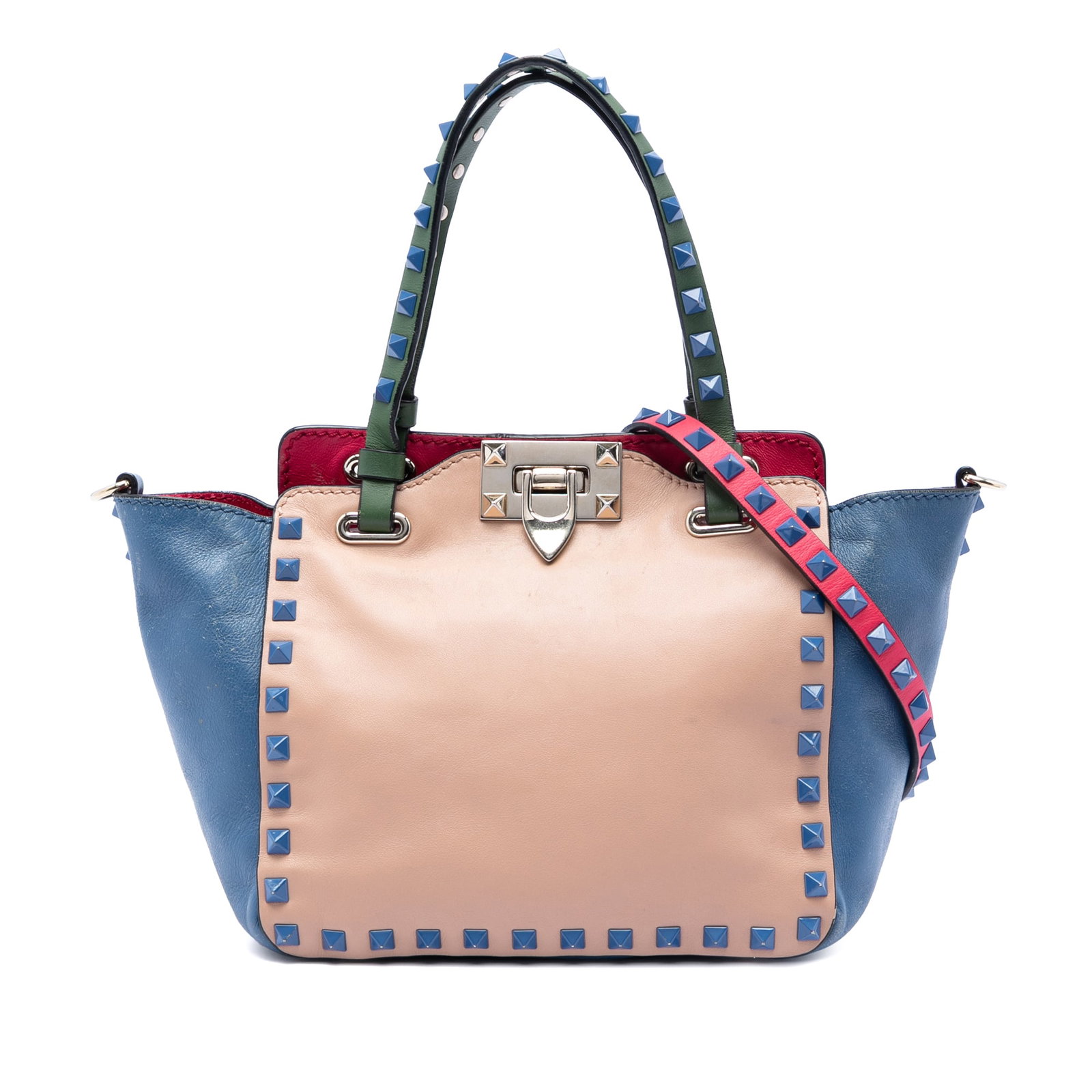 Valentino Rockstud Trapeze Mini Satchel Colorblock Leather (1 of 6)