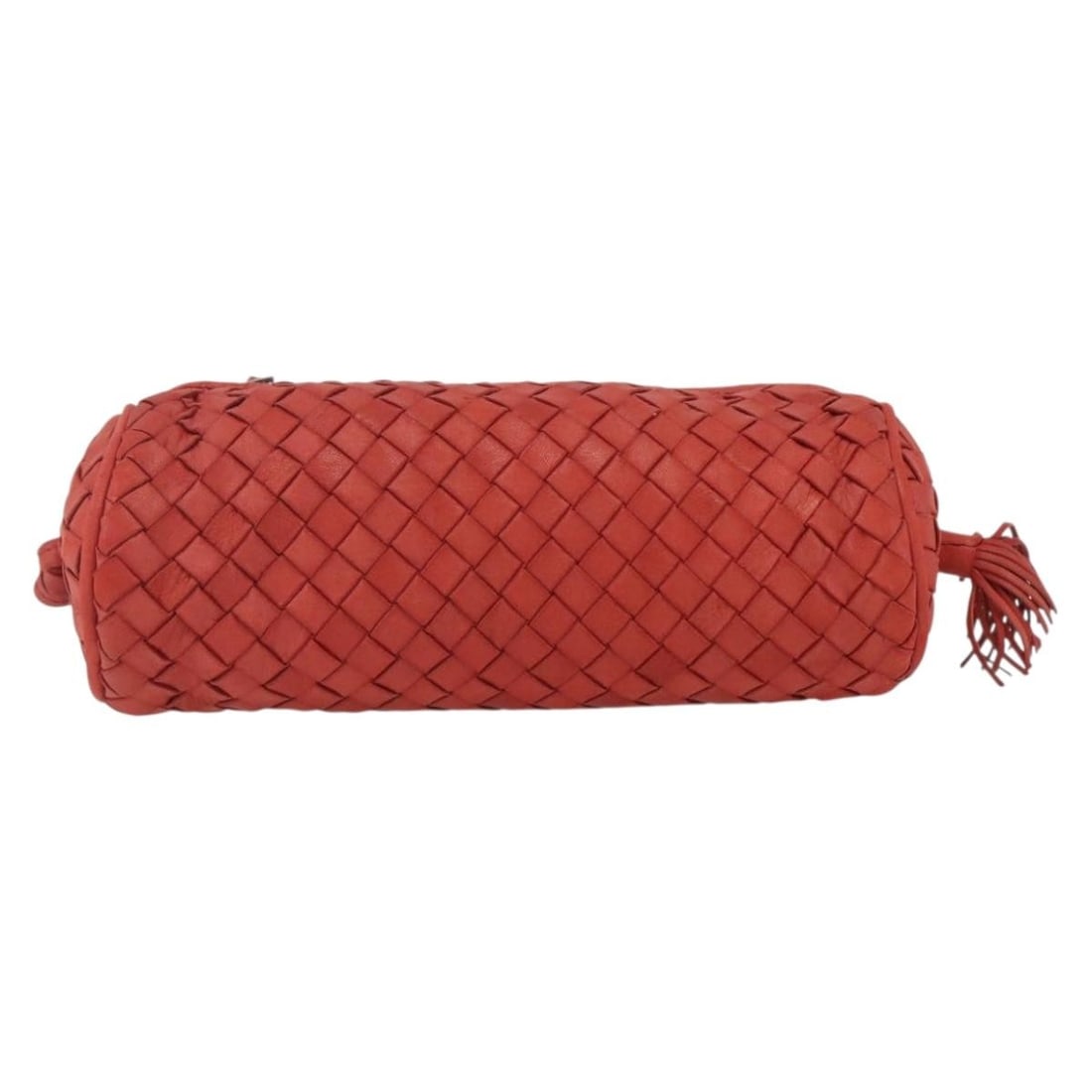 Bottega Veneta Red Leather Intrecciato Clutch 20cm: Bottega Veneta Red Leather Intrecciato Clutch 20cm This Bottega Veneta Intrecciato clutch bag features a red leather exterior with the brand's signature woven design. Designed for women, the compact c