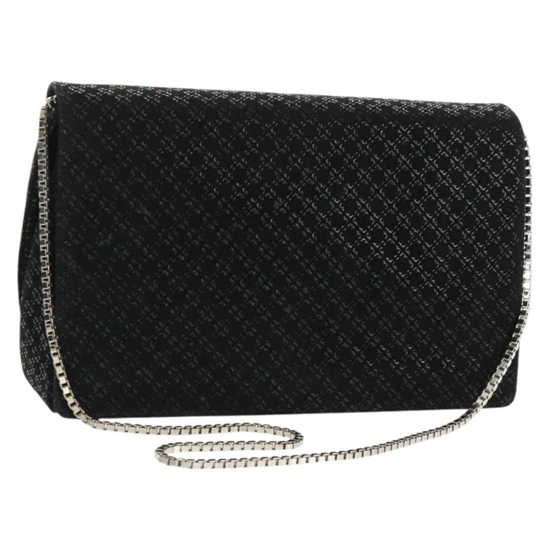 Salvatore Ferragamo suede shoulder bag black with silver tone chain: Salvatore Ferragamo suede shoulder bag black with silver tone chain Salvatore Ferragamo shoulder bag in black suede with silver-tone accents. Made in Italy, this women's bag includes a dust bag and fe