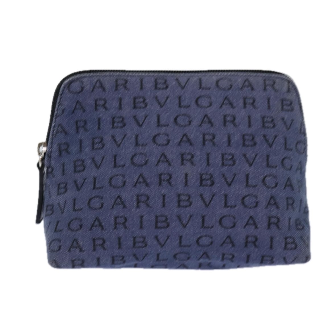 Bvlgari Pouch Blue Canvas Clutch Bag Made in Italy: Bvlgari Pouch Blue Canvas Clutch Bag Made in Italy Blue Bvlgari pouch in canvas, designed for female use. It is described as being in good vintage condition with honest wear, including an out-of-shape