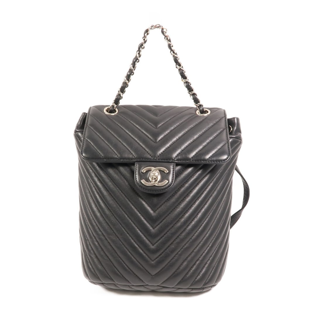 CHANEL Urban Spirit CC backpack black lambskin with SHW: CHANEL Urban Spirit CC backpack black lambskin with SHW CHANEL Urban Spirit backpack in black lambskin leather with CC turn-lock closure and silver-tone hardware. This women's rucksack-style bag featu