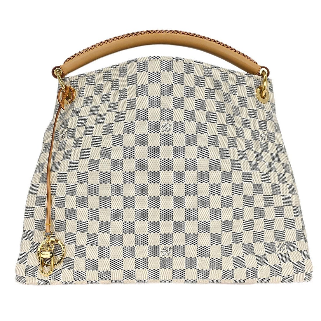 Louis Vuitton Artsy MM Damier Azur Canvas Top Handle Bag N41174: Louis Vuitton Artsy MM Damier Azur Canvas Top Handle Bag N41174 Vintage Louis Vuitton Artsy MM handbag in Damier Azur canvas with leather trim and brown handle/strap accents. This large top handle bag