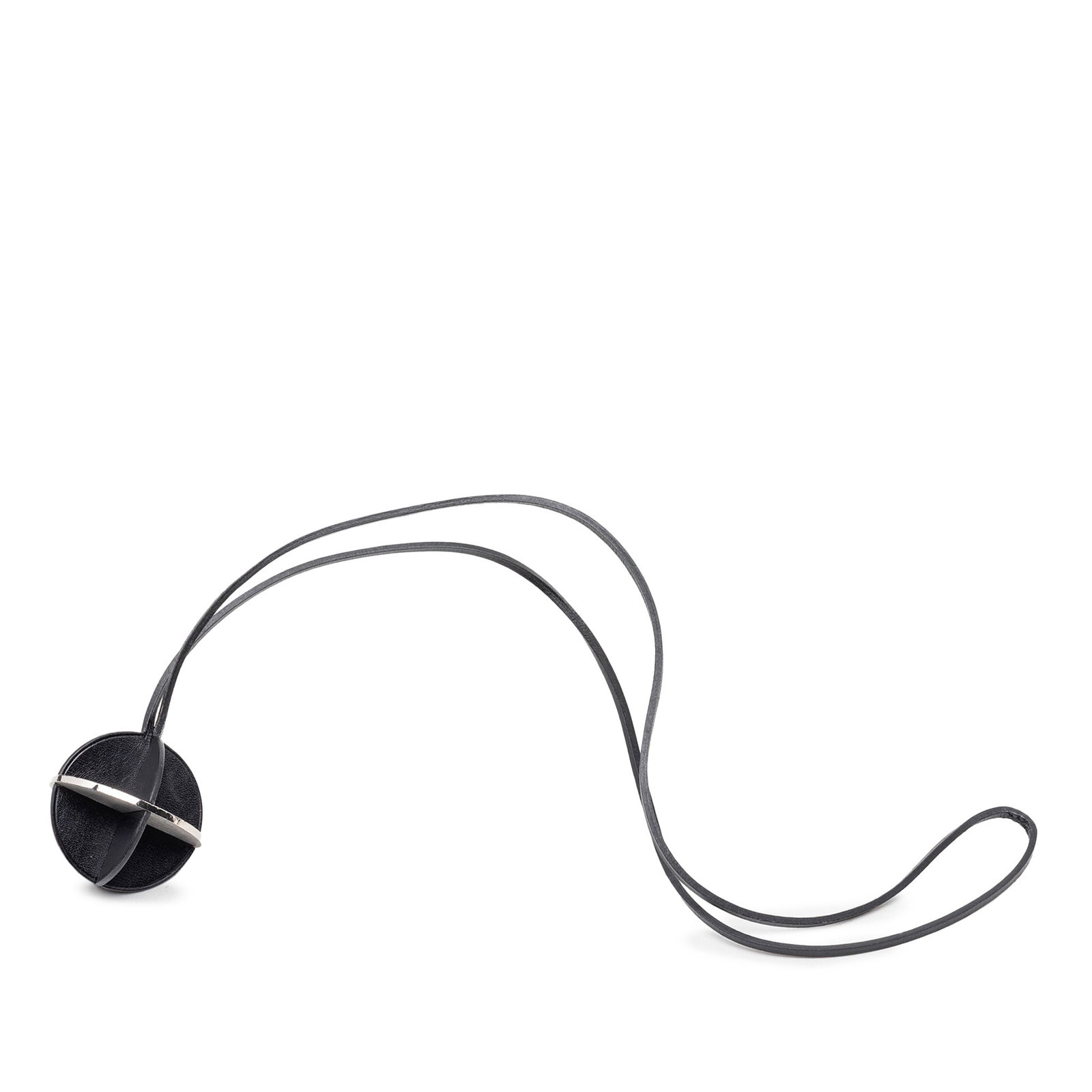 Hermes Zodiac Pendant Necklace in Leather and Silver Tone Metal: Hermes Zodiac Pendant Necklace in Leather and Silver Tone Metal Hermes zodiac pendant necklace featuring a leather cord with a silver tone metal pendant. Made in France, this costume jewelry piece is 