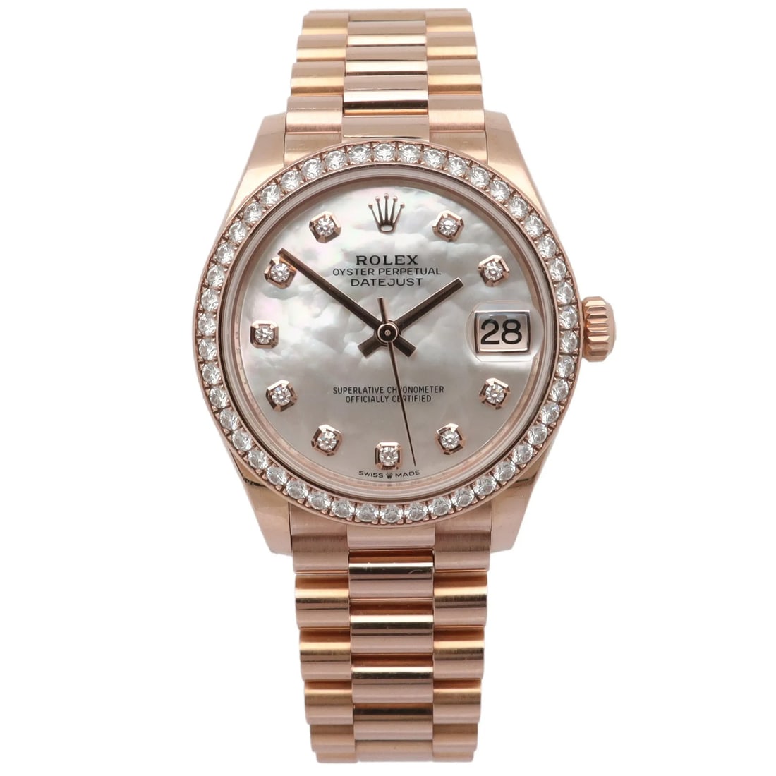 Rolex Datejust 278285RBR 31mm Everose Gold Diamond MOP Dial Watch (1 of 5)