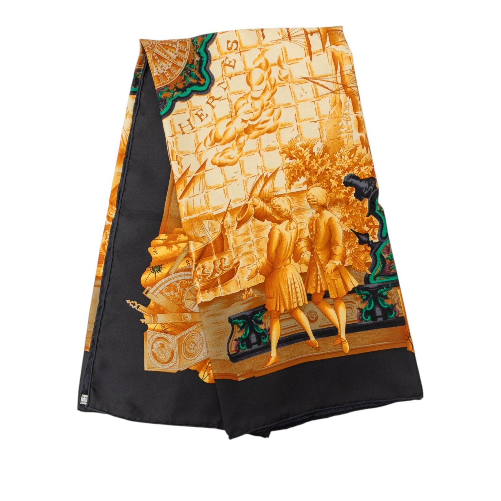 Hermes Azulejos 90 silk scarf in black (1 of 5)