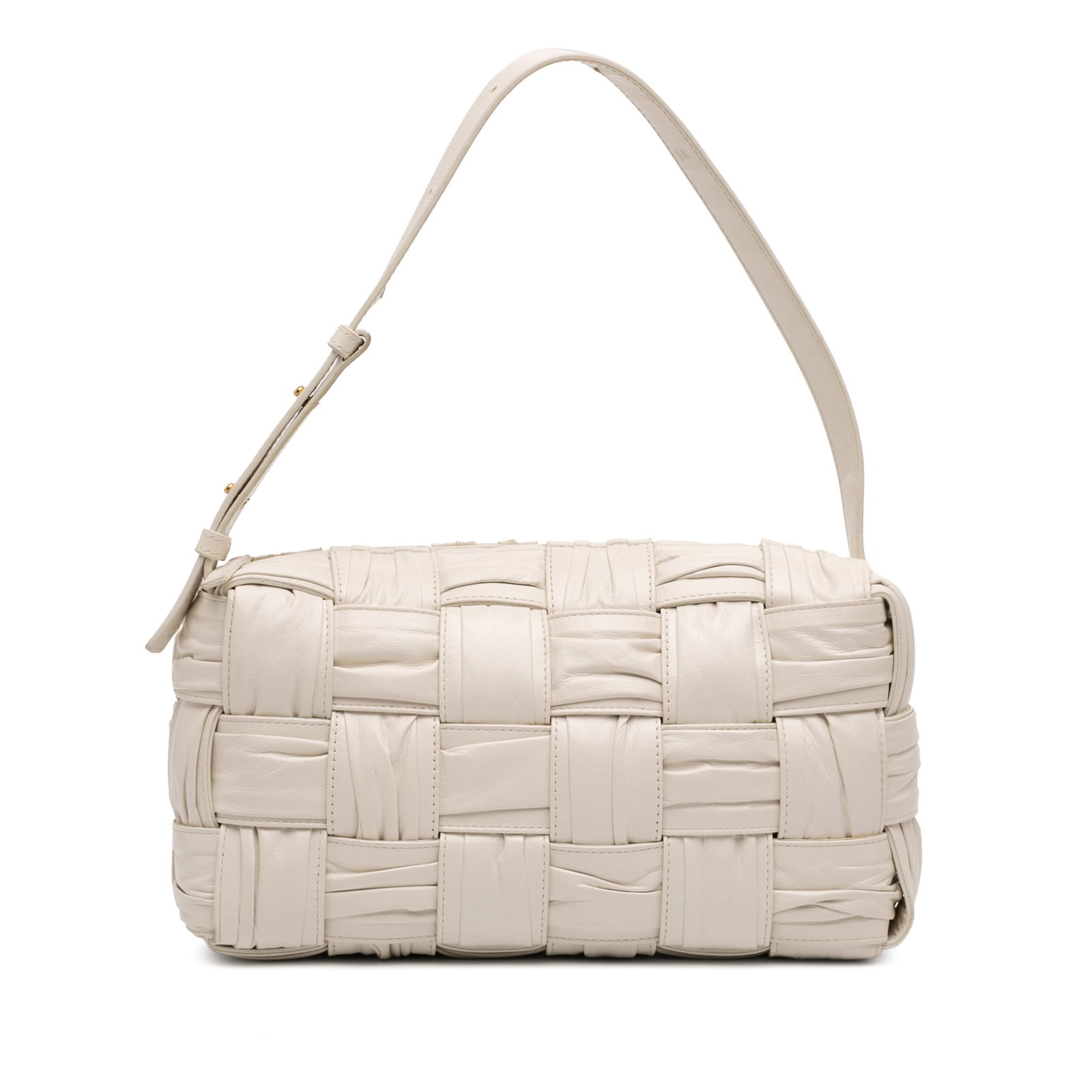 Bottega Veneta Cassette Shoulder Bag in White Calfskin Leather (1 of 8)