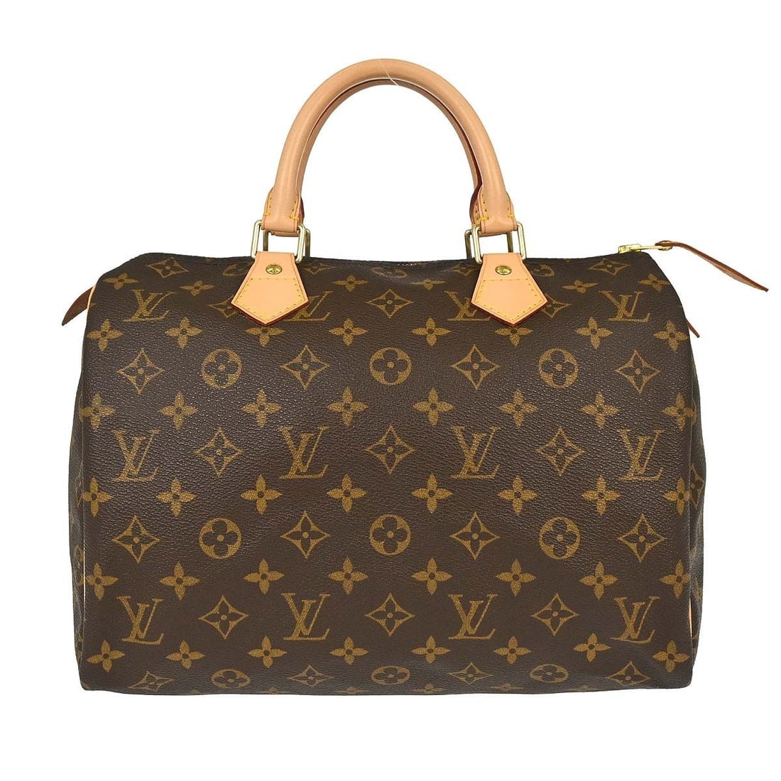 Louis Vuitton Speedy 30 Monogram Canvas Satchel Bag M41526: Louis Vuitton Speedy 30 Monogram Canvas Satchel Bag M41526 Classic Louis Vuitton Speedy 30 handbag in Monogram canvas, presented as a vintage satchel/top handle bag with a zip closure. It features dou