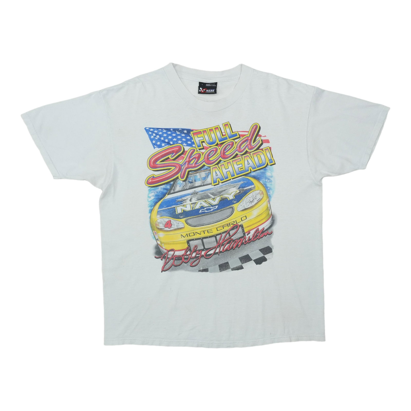 Vintage Bobby Hamilton NASCAR Cotton T Shirt 2000 White (1 of 10)