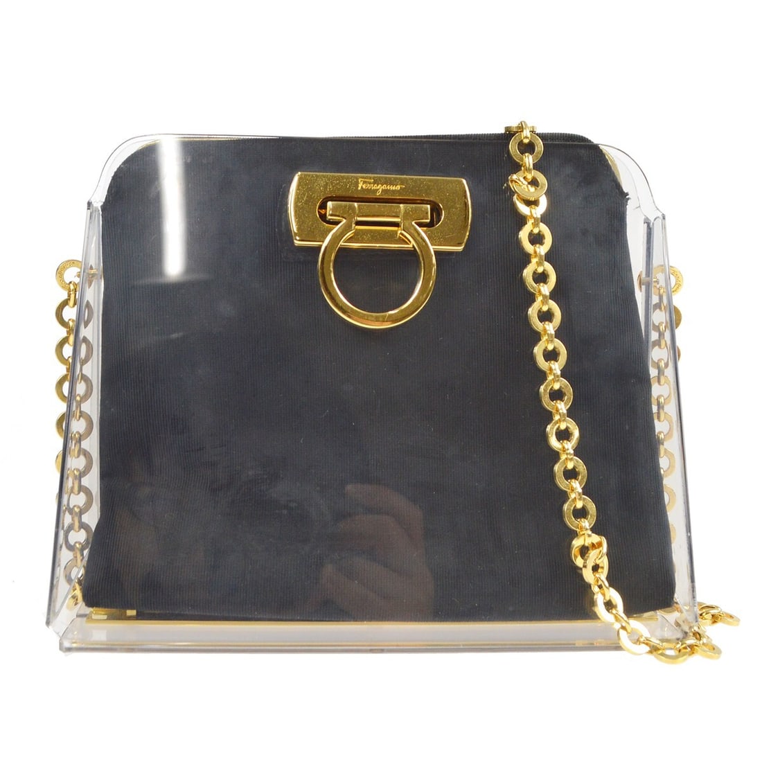 Salvatore Ferragamo Gancini Chain Shoulder Bag Clear Plastic Medium (1 of 9)