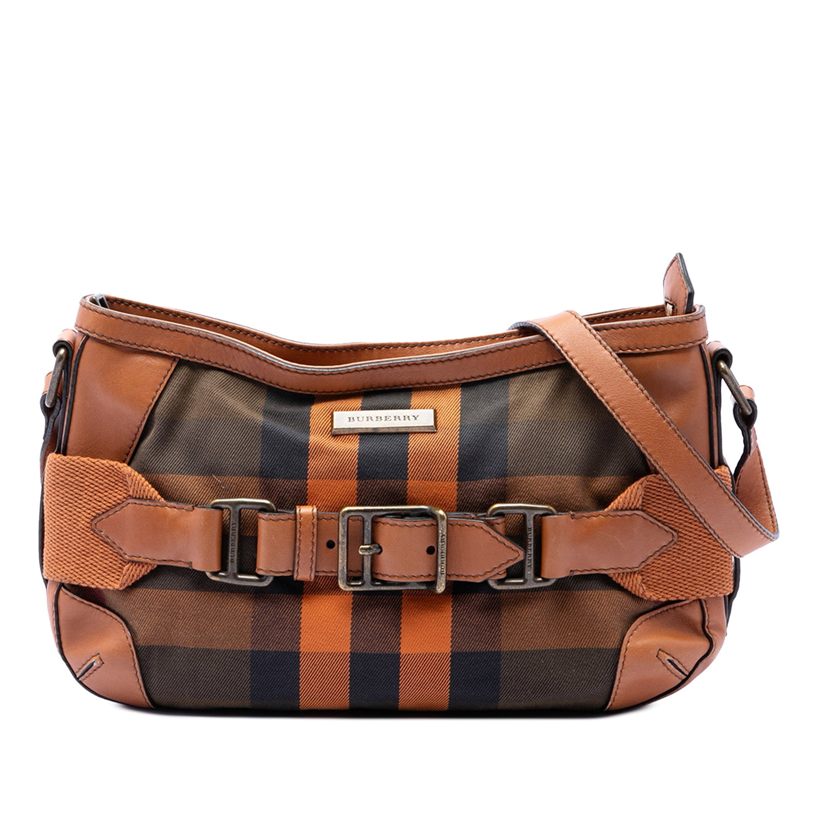 Burberry Mega Check Belted Crossbody Bag Canvas Leather: Burberry Mega Check Belted Crossbody Bag Canvas Leather Burberry Mega Check crossbody bag crafted with a canvas body and leather belted details. It features a flat leather strap, top zip closure, and 