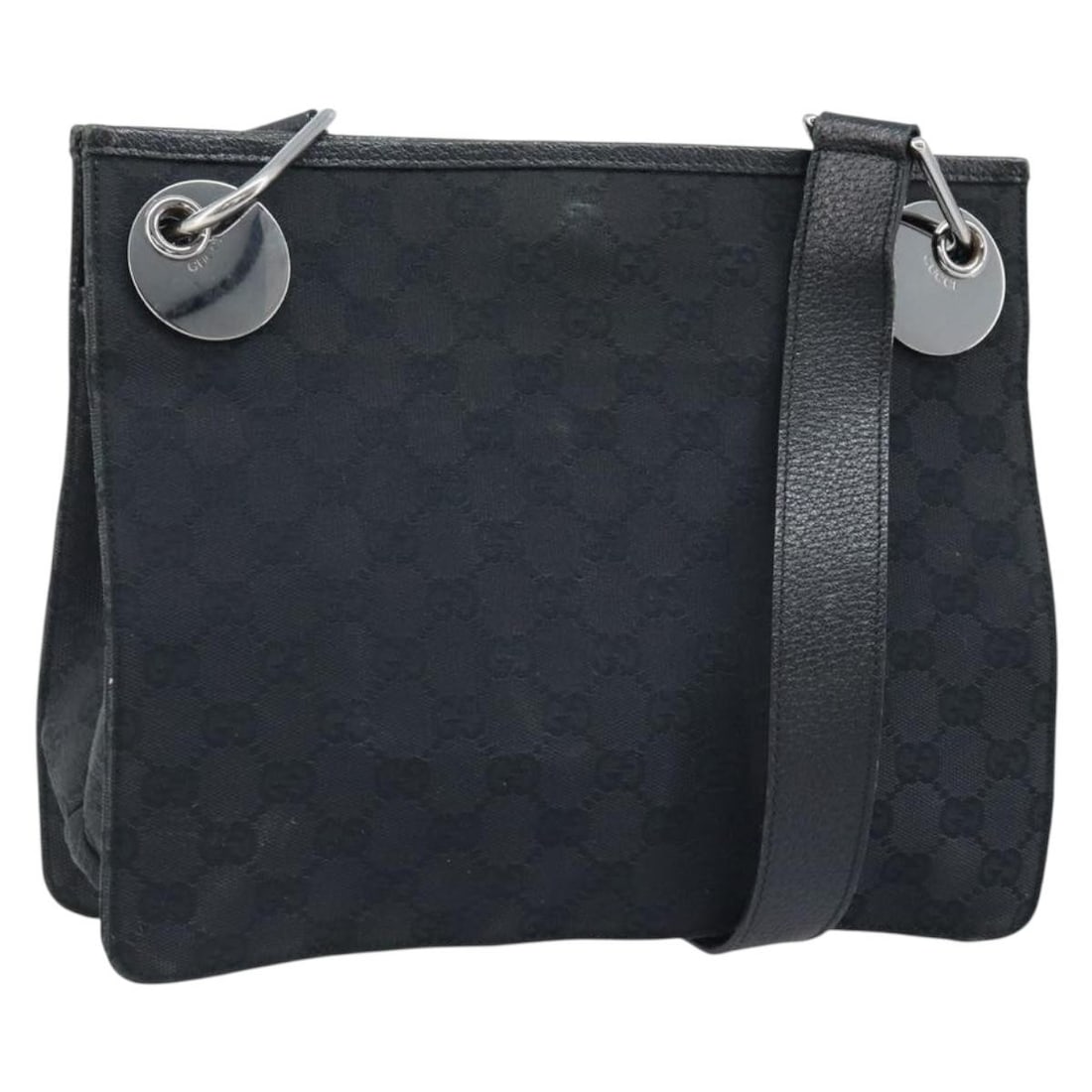 Gucci 120841 GG Canvas Shoulder Bag in Black Silver (1 of 18)