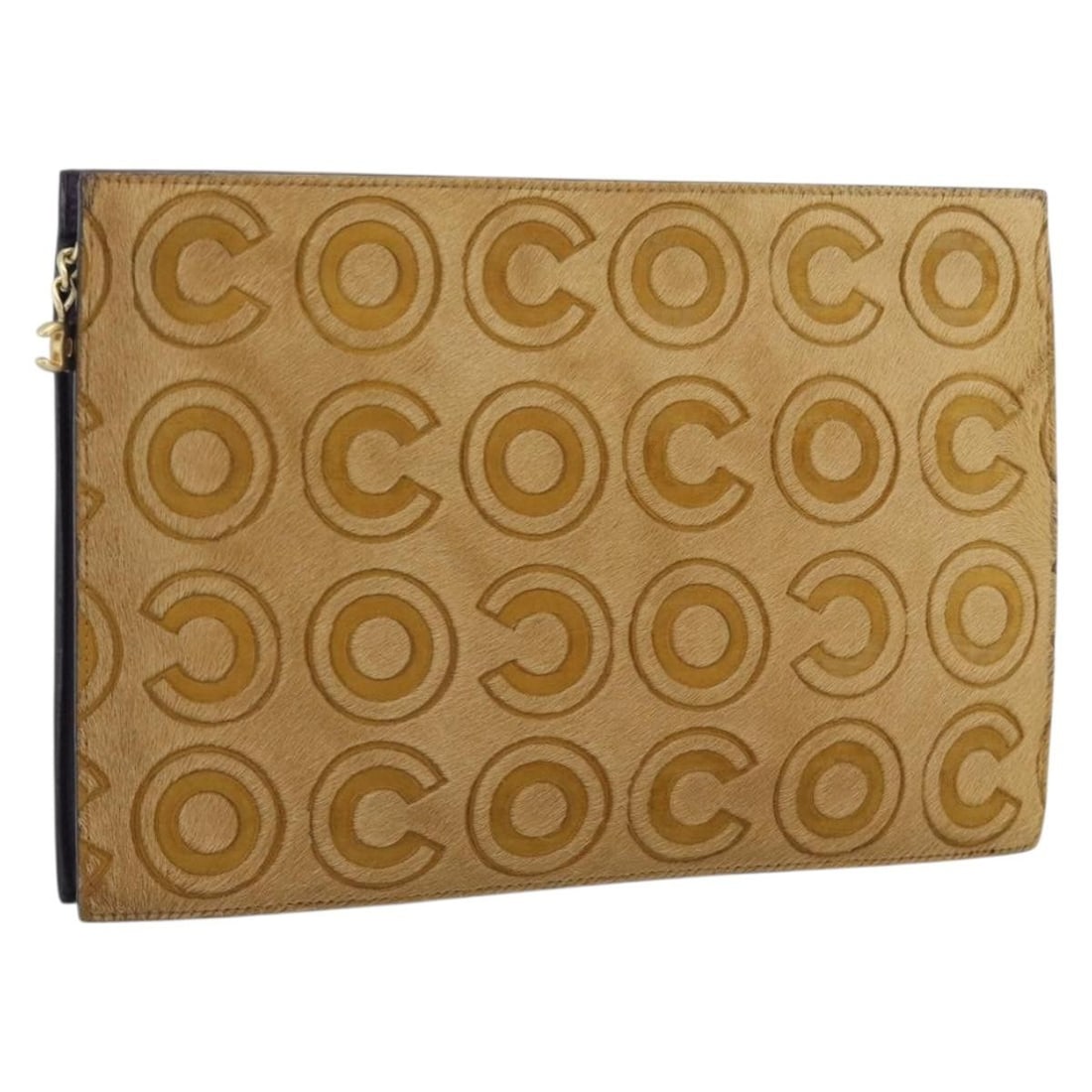 CHANEL Brown Unborn Calf Skin Clutch Bag Gold CC Italy: CHANEL Brown Unborn Calf Skin Clutch Bag Gold CC Italy CHANEL clutch bag in brown and gold unborn calf skin, made in Italy. This women's clutch has a slim profile and comes only with the item shown in