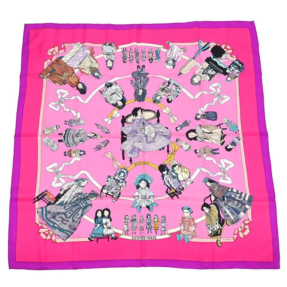 Hermes Hello Dolly Carre 90 Silk Square Scarf Pink (1 of 4)