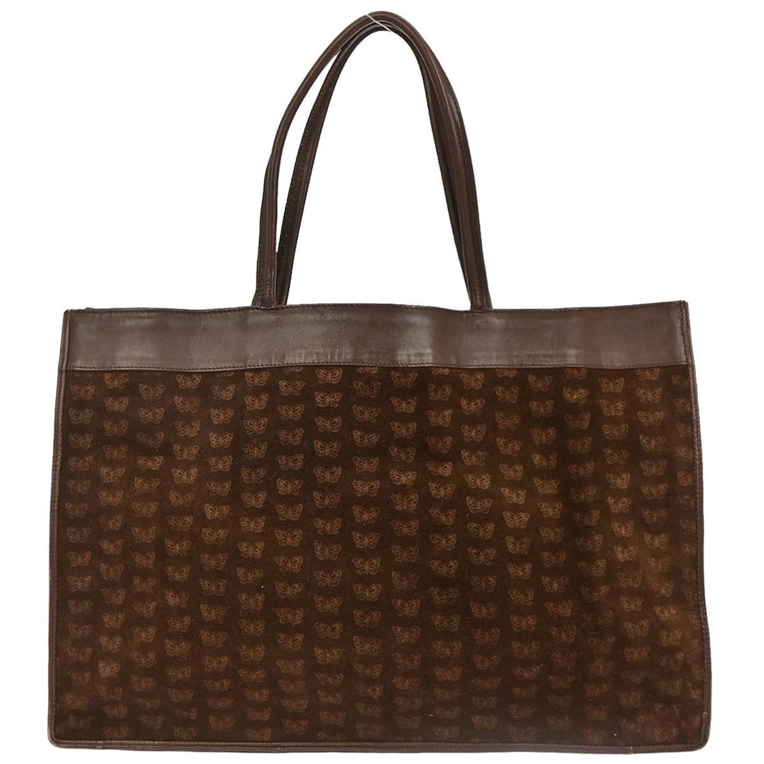 Large Brown Suede Leather Tote Bag by Bottega Veneta: Large Brown Suede Leather Tote Bag by Bottega Veneta Large Bottega Veneta tote handbag in brown suede with leather trim. Made in Italy, this women's bag features a spacious silhouette with one interio