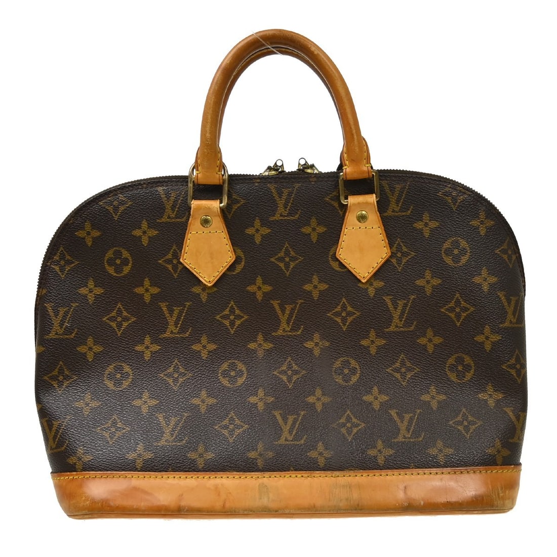 Louis Vuitton Alma Monogram Canvas Hand Bag M51130 Brown: Louis Vuitton Alma Monogram Canvas Hand Bag M51130 Brown Vintage Louis Vuitton Alma handbag in Monogram canvas with leather trim and double handles. This women's medium handbag features a zip closure,