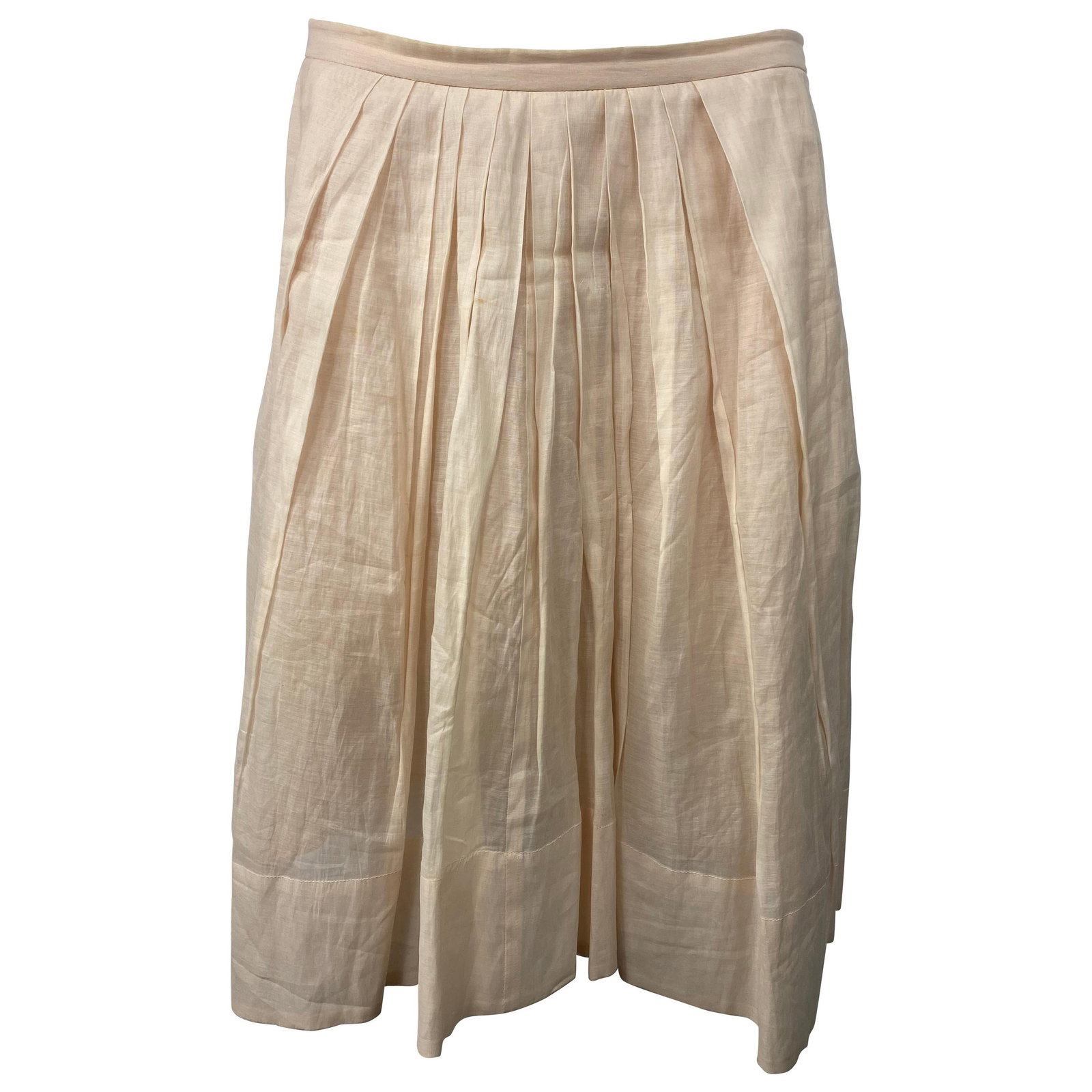 Sonia Rykiel Ruffled Cotton Silk Skirt Ivory EU 38: Sonia Rykiel Ruffled Cotton Silk Skirt Ivory EU 38 Cream/ivory Sonia Rykiel ruffled skirt in a mid-length silhouette, made from cotton and silk with a cotton lining. It features a rear button closure,