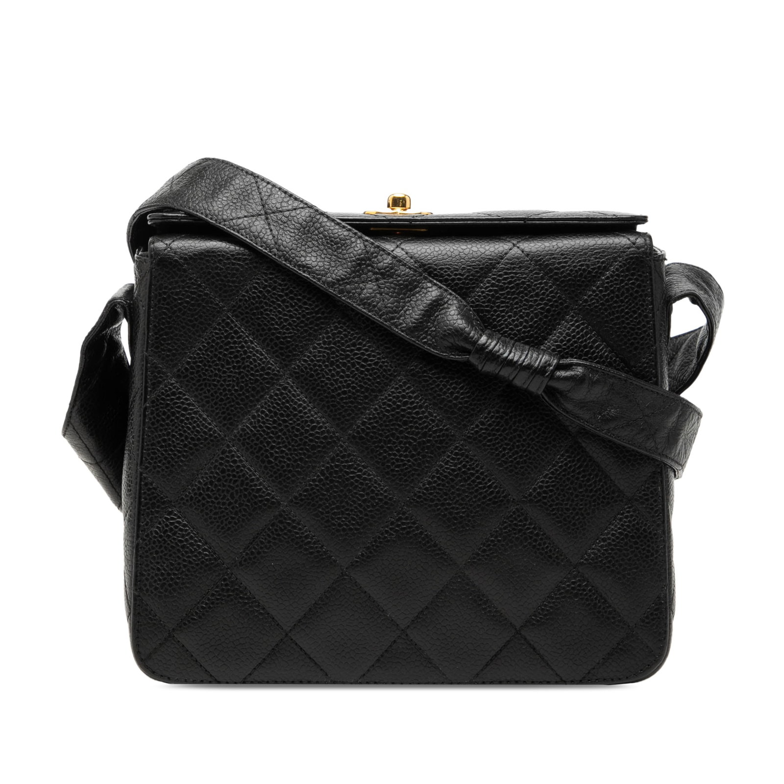 Chanel CC Caviar Leather Box Shoulder Bag with Quilted Flap (1 of 8)